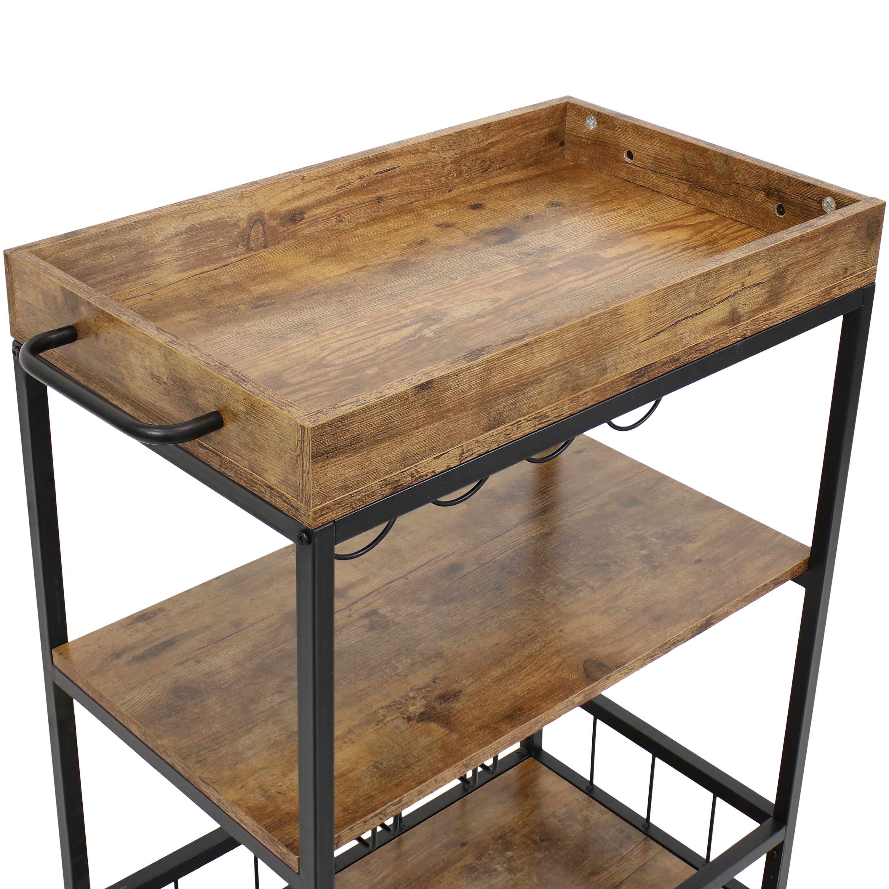 Sunnydaze Industrial Rolling Bar Cart - 35