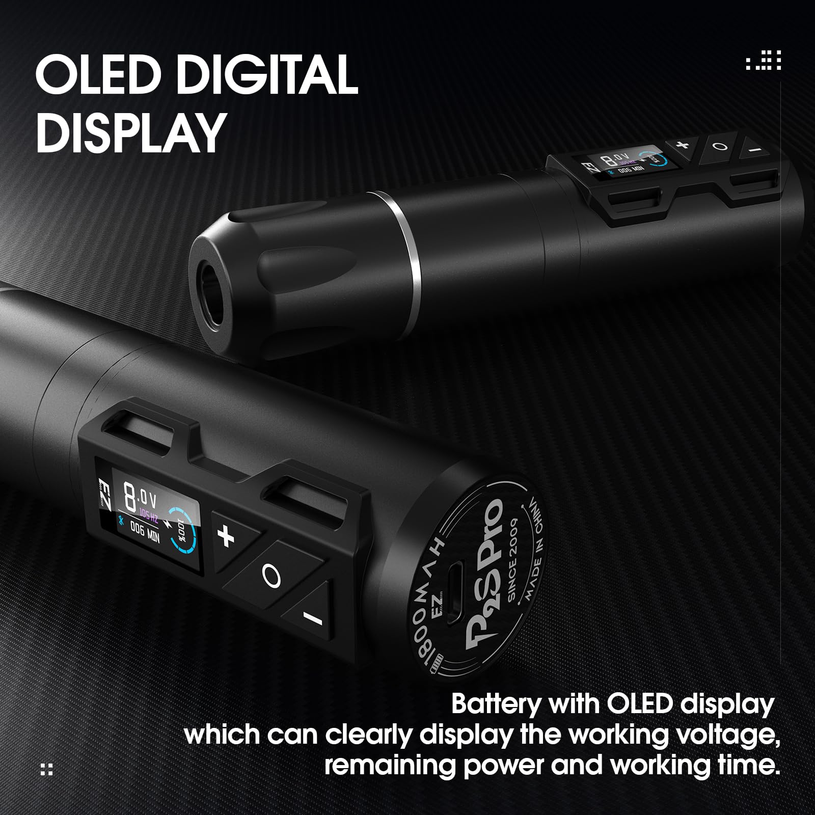 Professional EZ P2S Pro Wireless Rotary Tattoo Machine Pen - OLED Digital Display, 1800mAh Rechargeable Battery, Cordless Tattoo Gun for Artists | Perfect for Studio Work, Tattoo Conventions & Mobile Tattoo Services