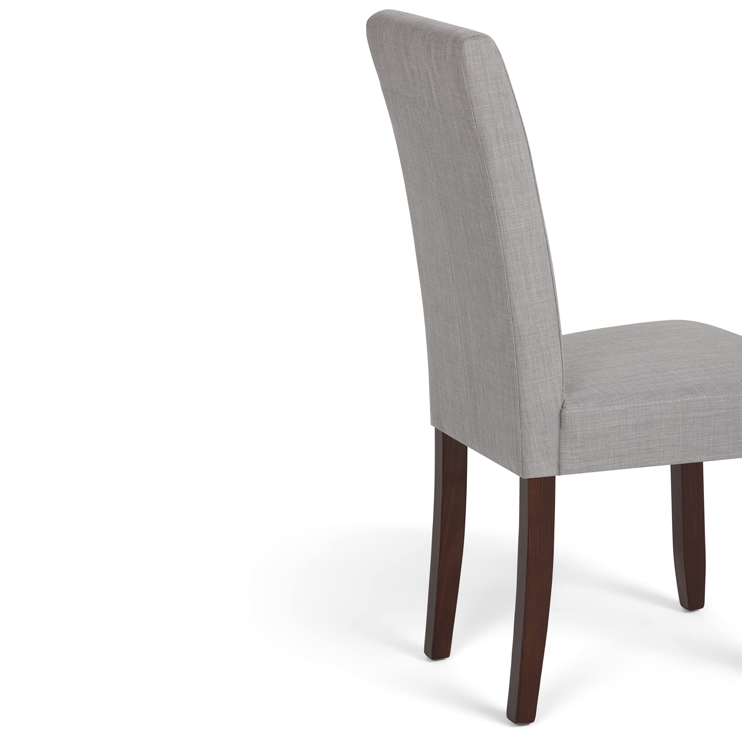 SIMPLIHOME Acadian Parson Dining Chairs Set of 2 - Solid Wood Frame, Linen-Look Upholstery in Dove Grey - Transitional Style Dining Room Chairs 22.4