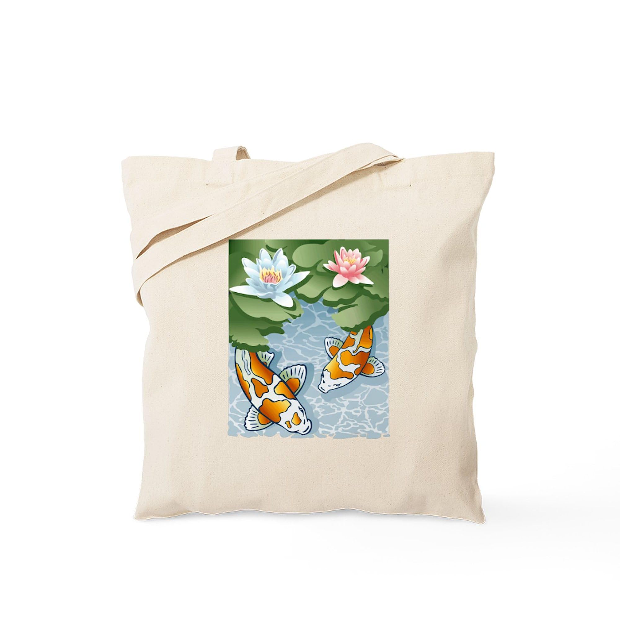 KOI POND Tote Bag - Natural Canvas Reusable Shopping Bag for Women & Men - Eco-Friendly Grocery Tote for Beach, Market & Daily Use