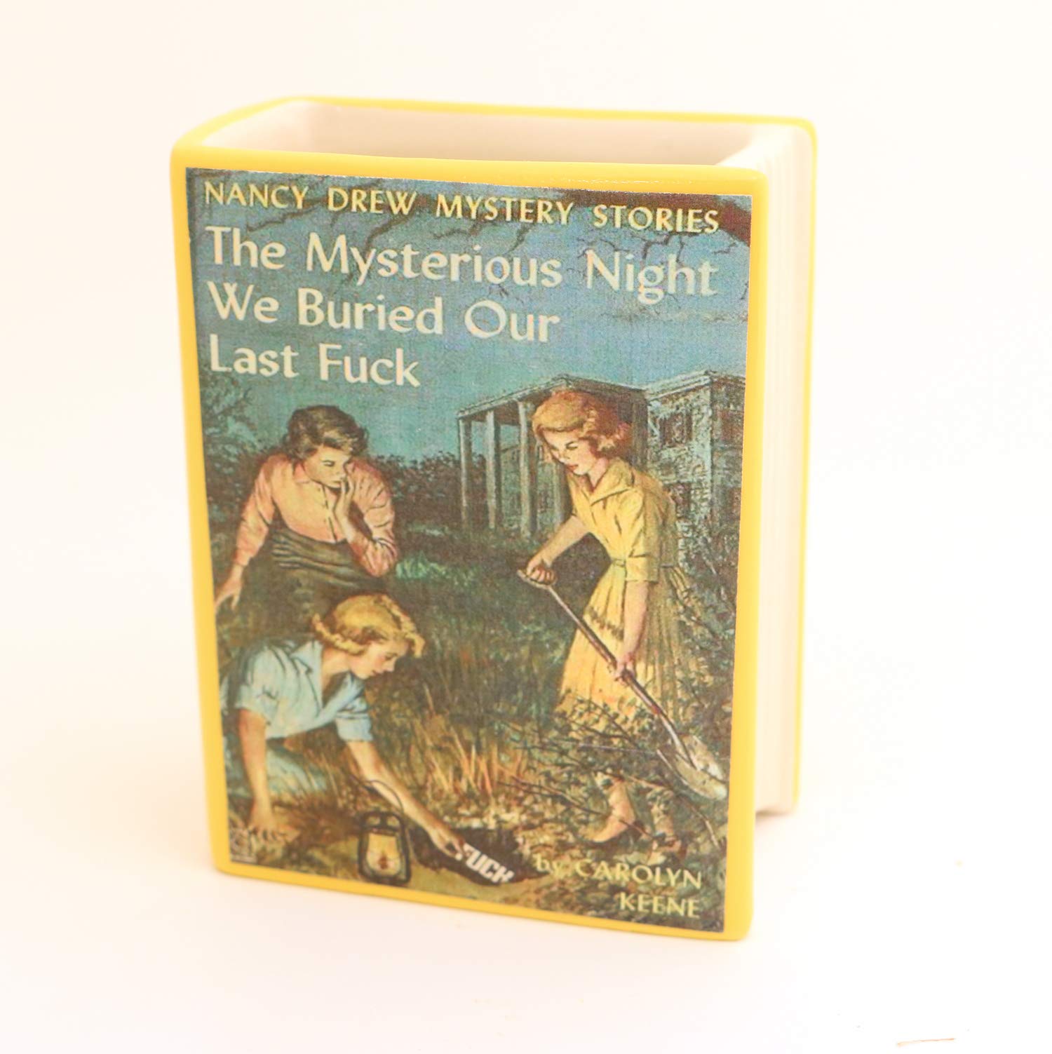 Nancy Drew Parody Book-Shaped Pencil Holder - Novelty Office Desk Organizer with Mature Humor | Perfect Gift for Book Lovers & Stationery Enthusiasts
