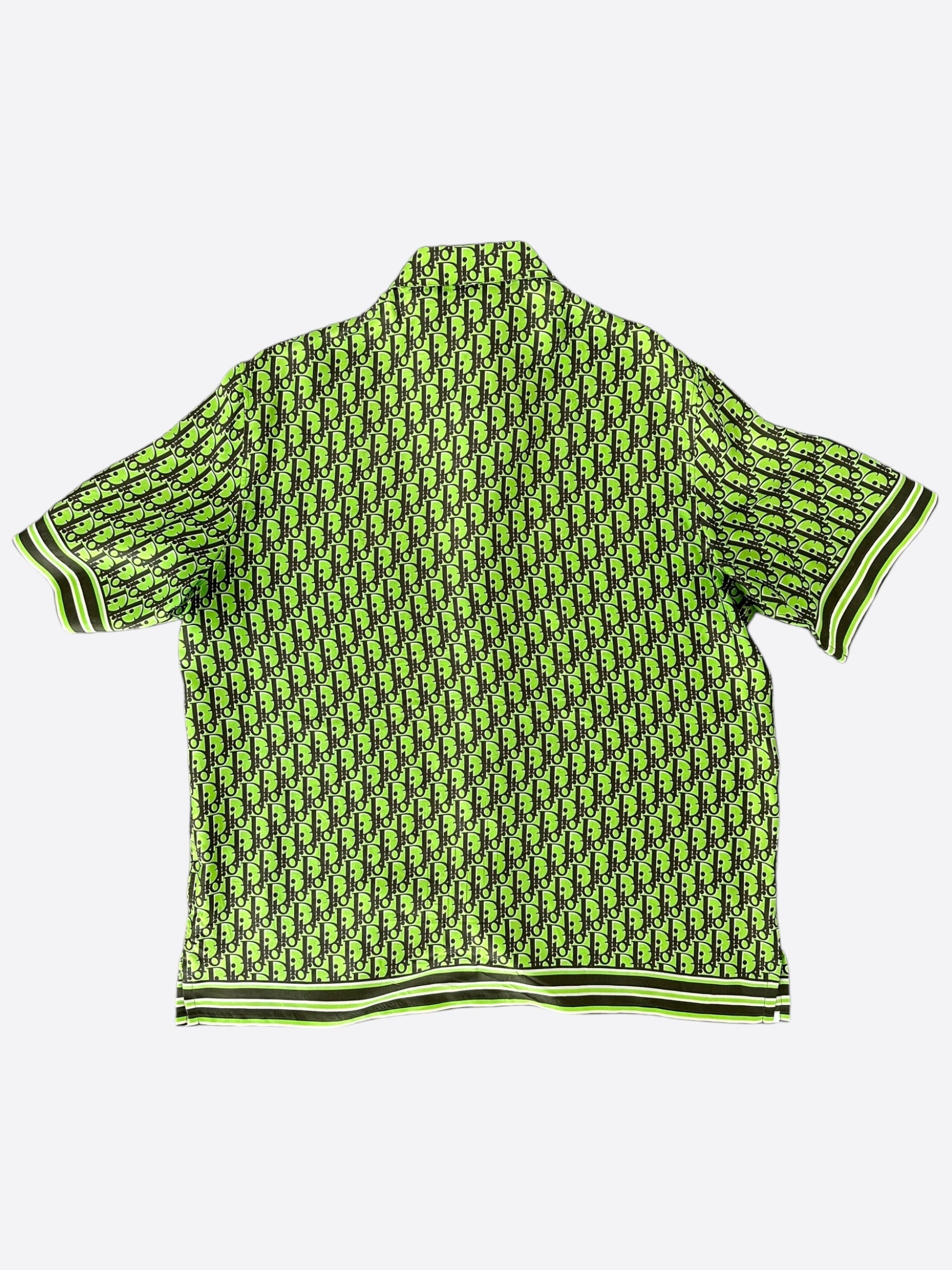 Dior Green & Black Oblique Silk Button Up Shirt for Men - Luxury Designer Dress Shirt for Business, Party & Formal Occasions