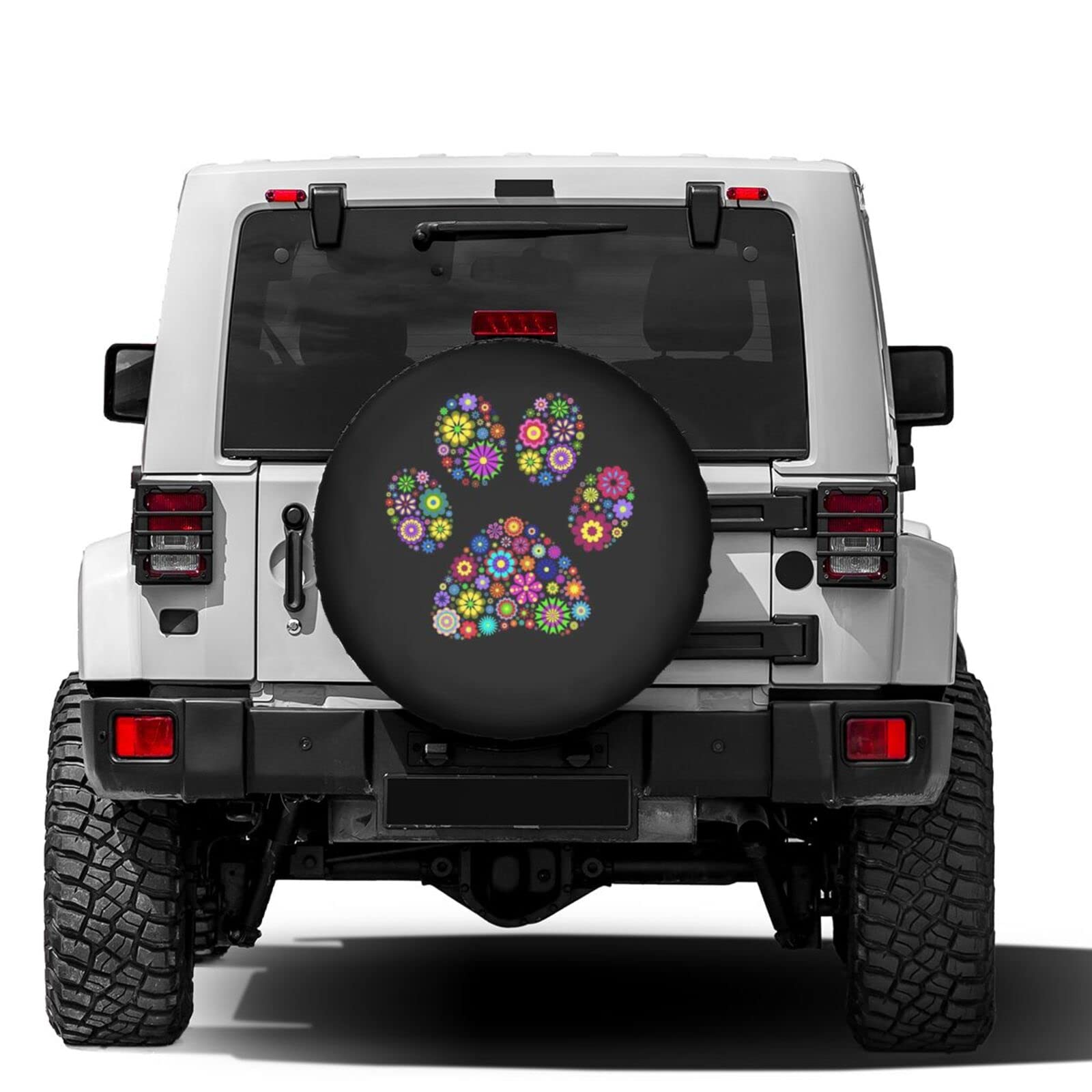 Animal Paw Print Spare Tire Cover - Dustproof Wheel Protector for Trailers, RVs, SUVs (14 Inch) | Perfect for Outdoor Adventures & Off-Road Travel