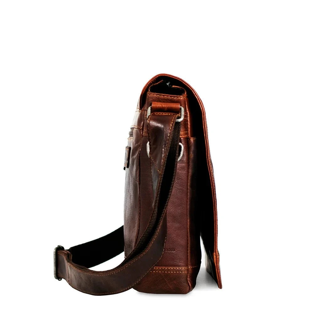 Jack Georges Voyager Full Size Messenger Bag for Men - Durable Leather Crossbody Bag for Work, Travel & Everyday Use - Stylish Laptop Briefcase with Adjustable Strap