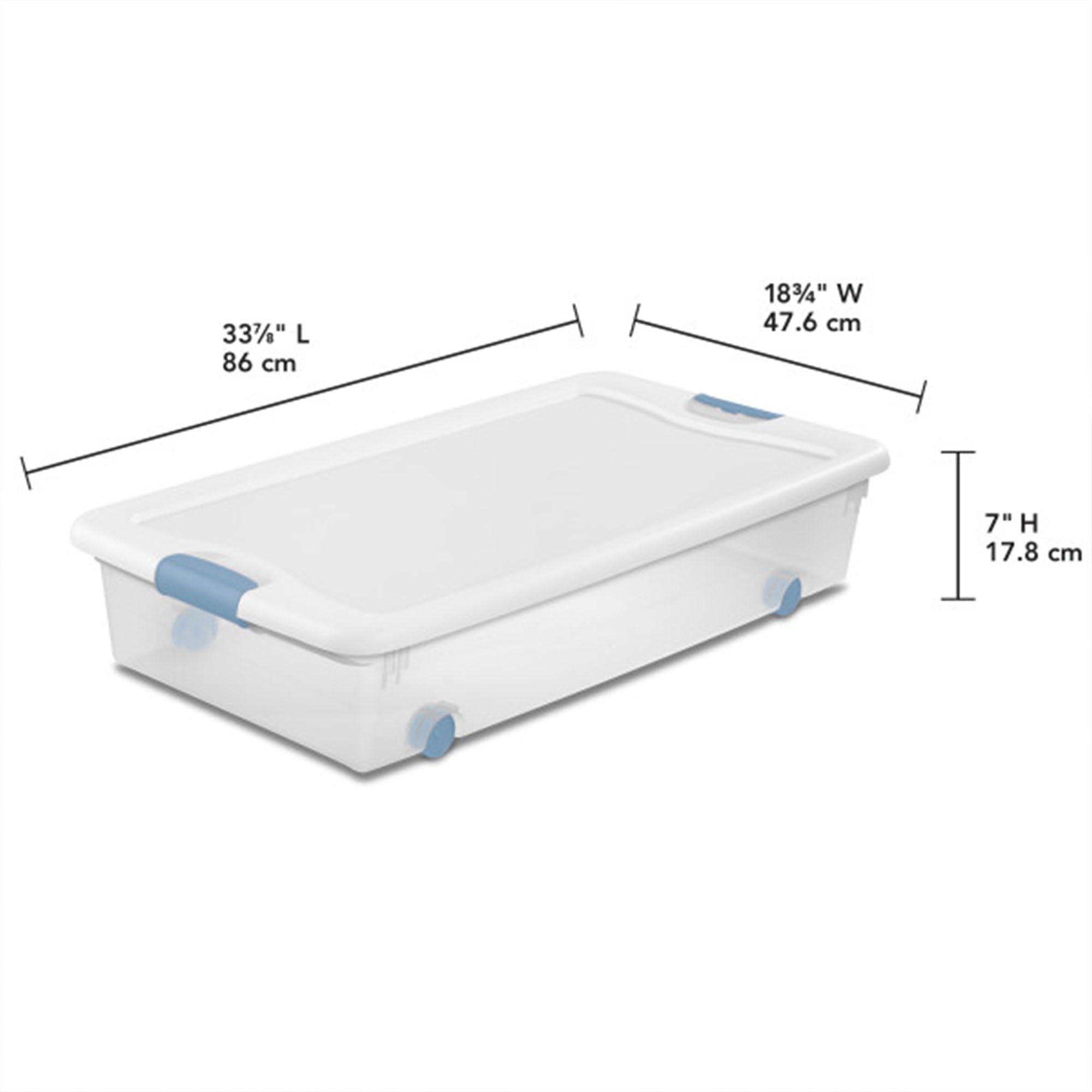 Sterilite 8-Pack Clear Plastic Under Bed Storage Bins with Lids - 56 Quart Latching Box for Clothes, Toys, Blankets & Seasonal Items - Space Saving Bedroom & Closet Organization Solution