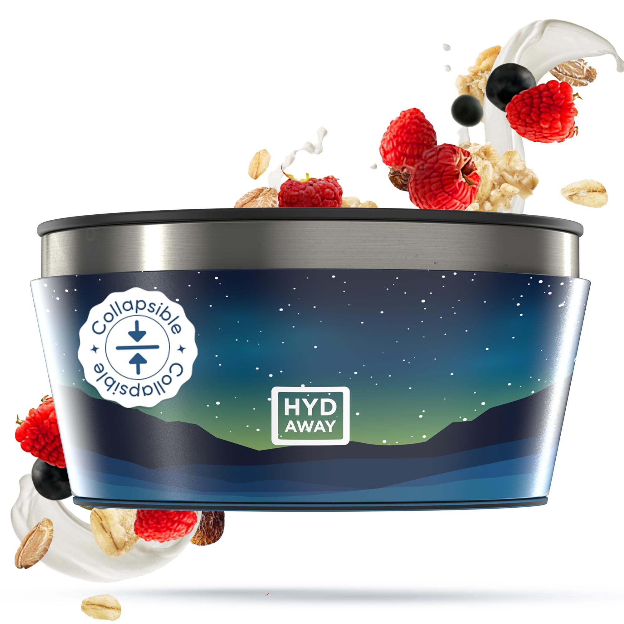 HYDAWAY 1-Quart Collapsible Insulated Bowls | 4-Pack | Lightweight & Space-Saving | Perfect for Camping, RV, Travel, Picnics & Pet Food Storage | BPA-Free & Leak-Proof Design