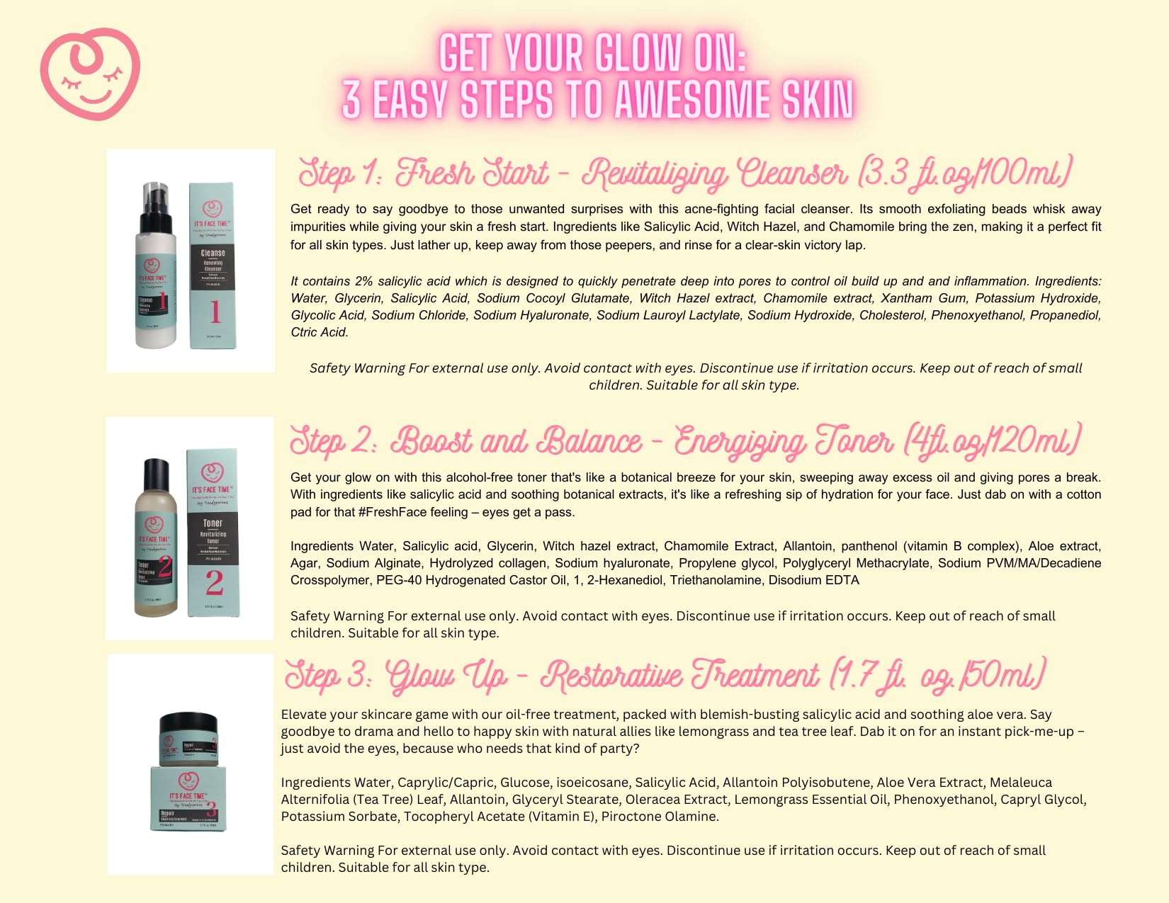 3-Step Acne Care Kit for Kids & Teens - Renewing Cleanser, Revitalizing Toner & Repairing Treatment | Gentle Skincare Routine for Pre-Teens & Adolescents | Perfect for Daily Acne Prevention & Clear Skin Maintenance