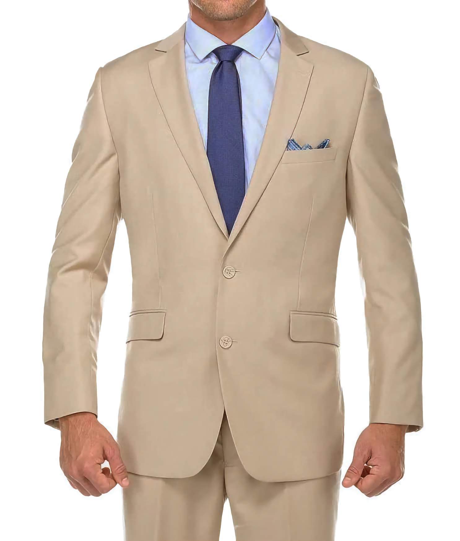 Classic 2 Button Beige Men's Suit Set - Formal Business Attire for Office, Wedding & Special Occasions