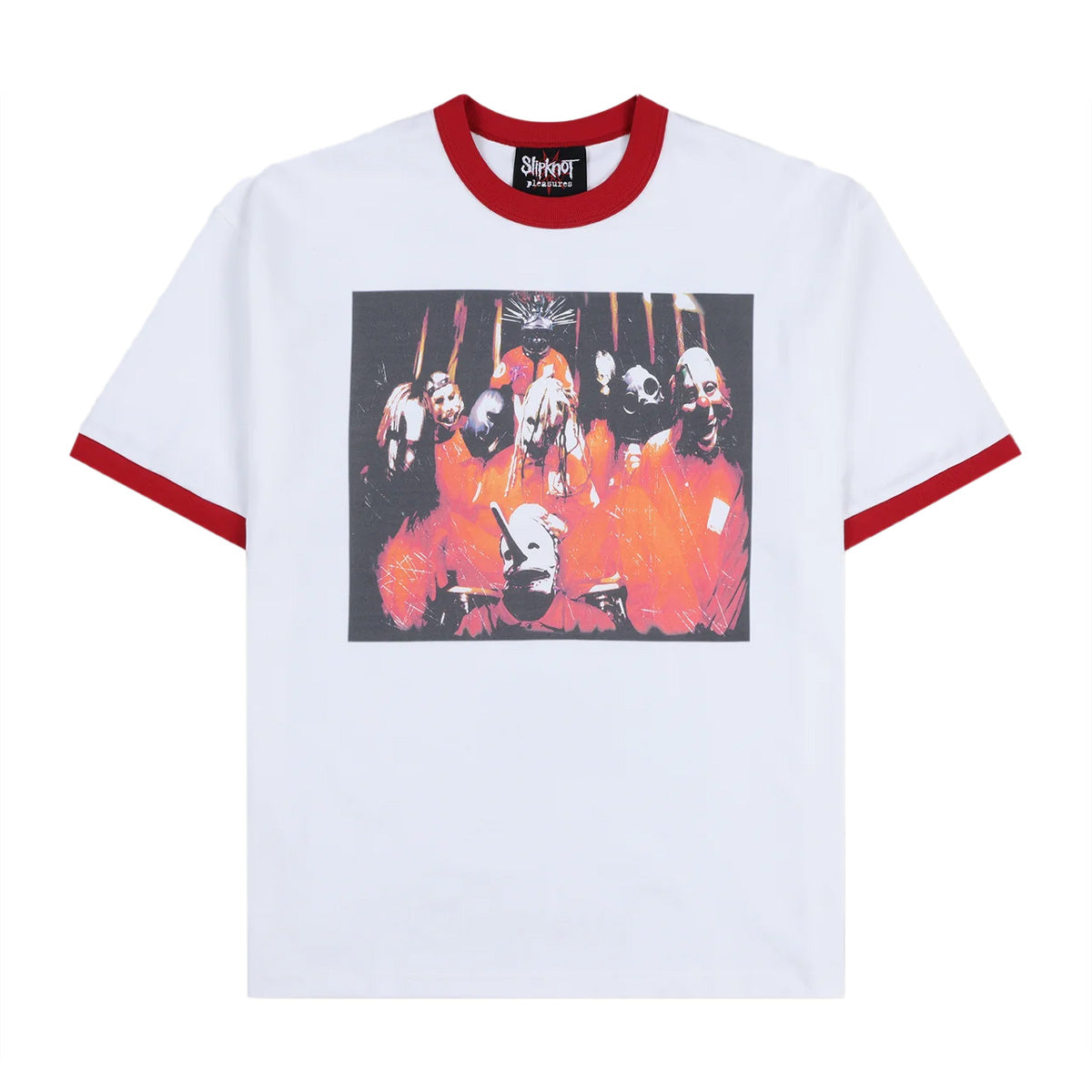 Slipknot Self-Titled Ringer T-Shirt - White | Official Band Merch | Perfect for Concerts & Rock Fans