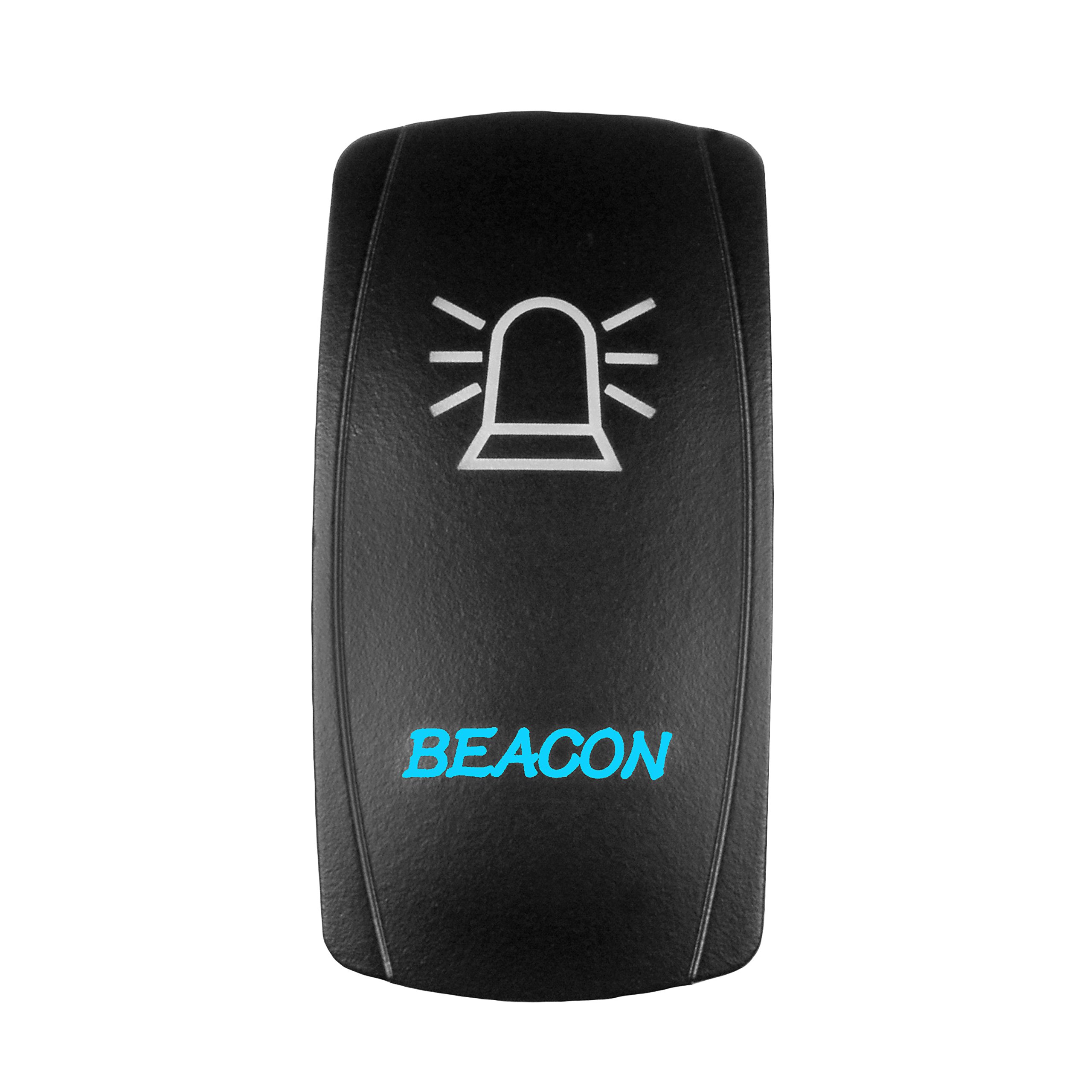 BEACON Laser Rocker Switch - Universal 12V On/Off Toggle with Blue LED Light - Perfect for Car, Boat, RV & Off-Road Vehicle Customization