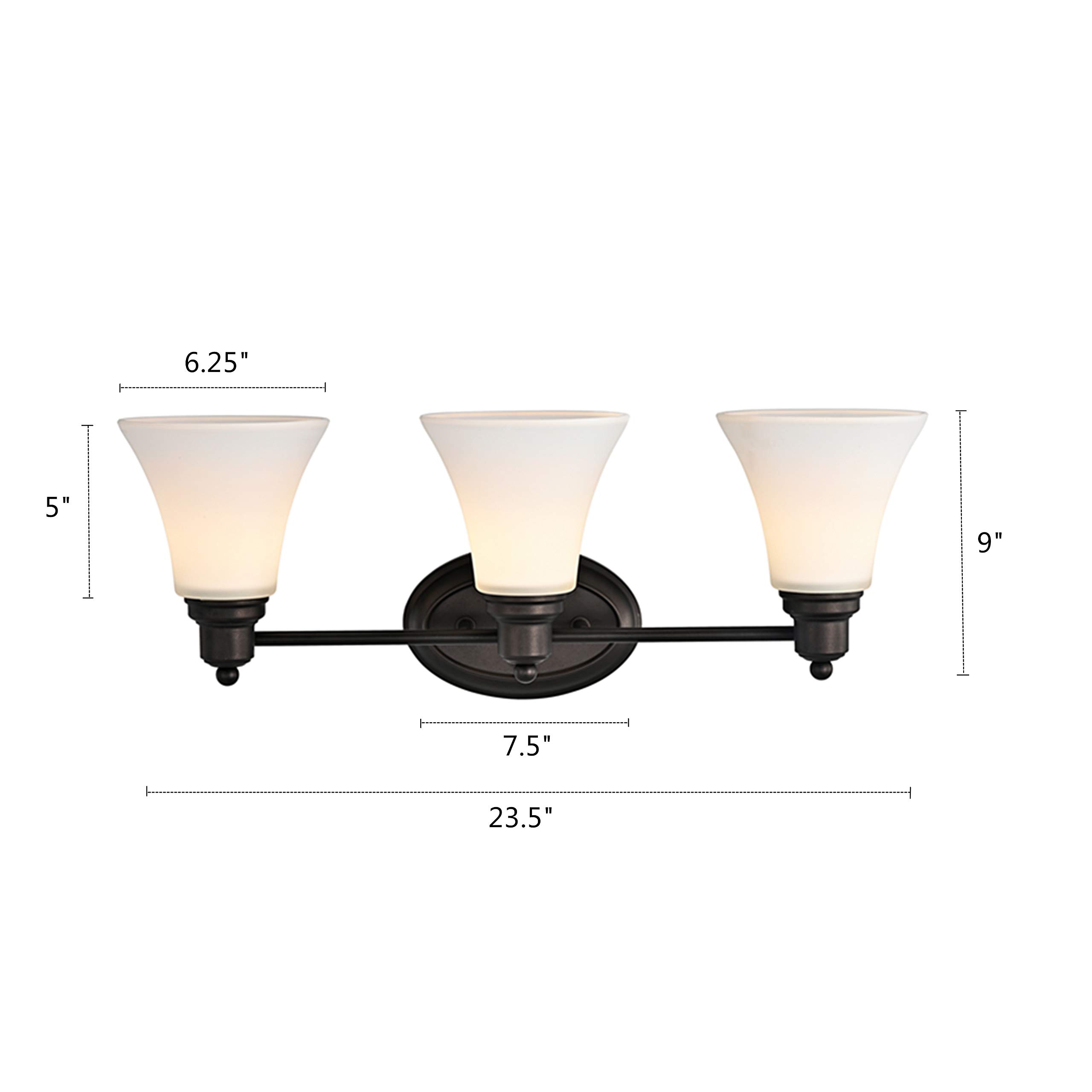 Chloe Lighting Janet Modern 3-Light Bathroom Vanity Light Fixture in Rubbed Bronze - 24 Inch Width for Bathroom, Powder Room, or Dressing Area