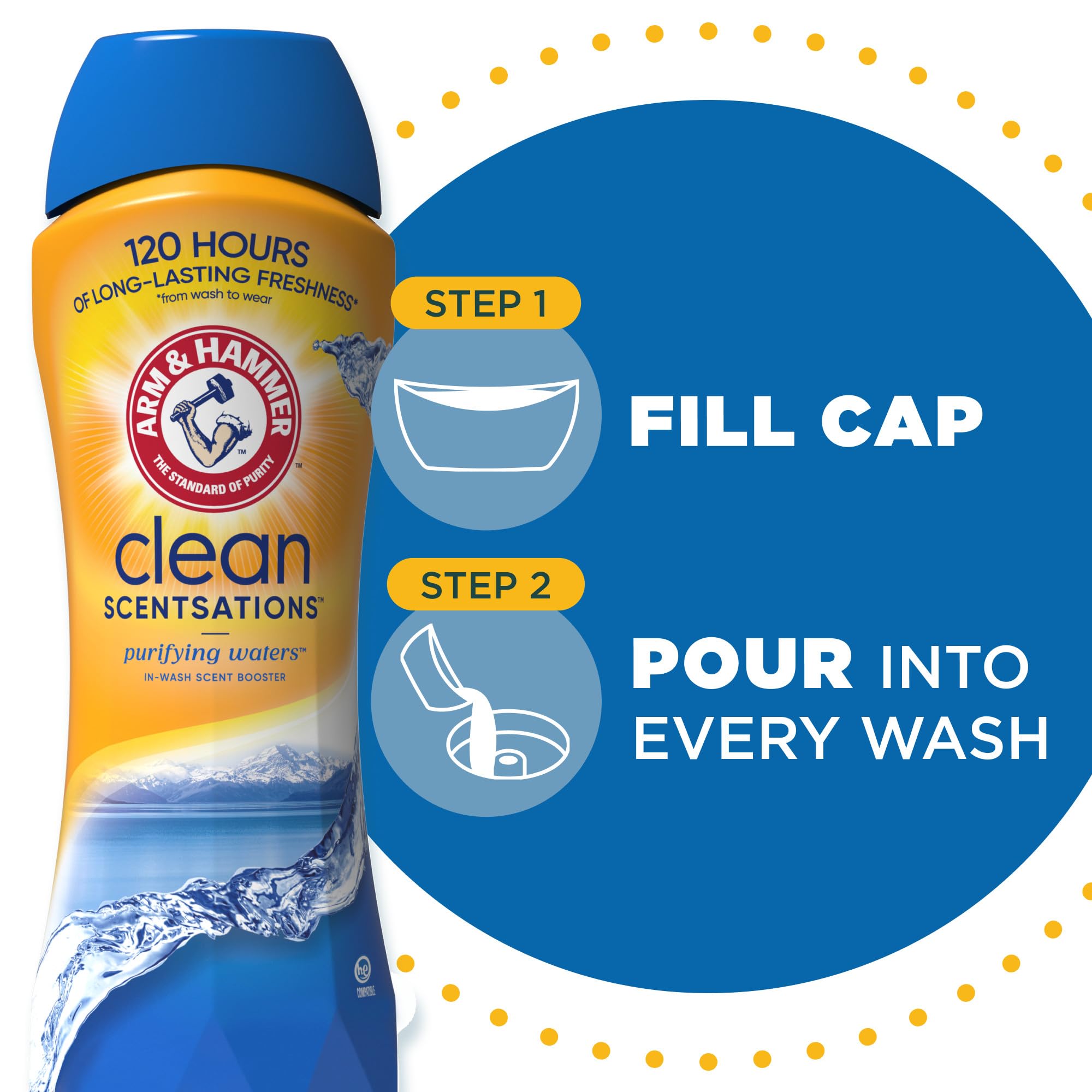 Arm & Hammer In-Wash Scent Booster, Purifying Waters - 24 oz (Pack of 4) | Long-Lasting Freshness for Laundry | Perfect for Gym Clothes, Bedding & Towels