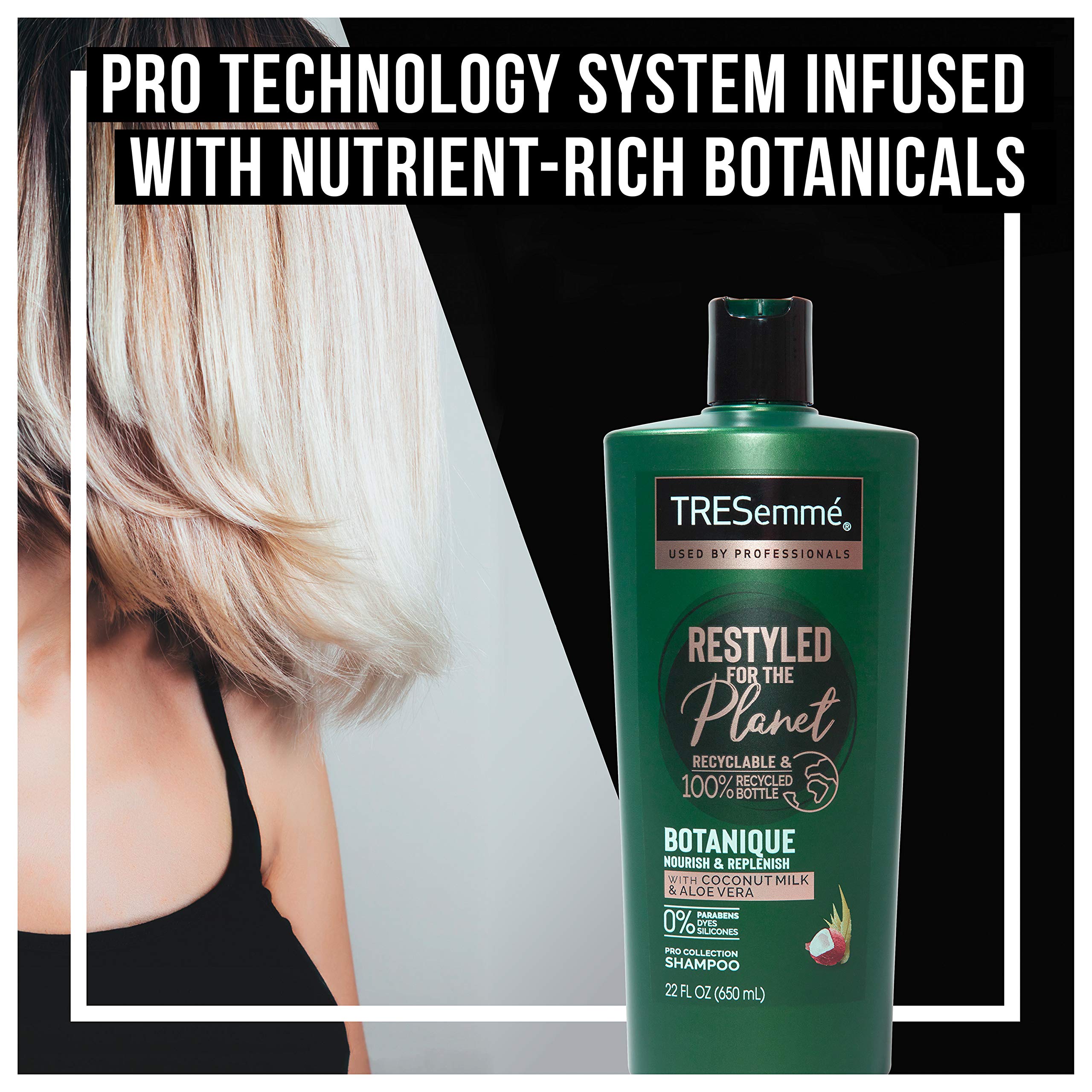 TRESemmé Botanique Nourish & Replenish Shampoo with Coconut & Aloe Vera - Paraben Free, Dye Free, Silicone Free for Dry Hair - 22 oz - Hydrating & Moisturizing for Daily Hair Care & Scalp Health