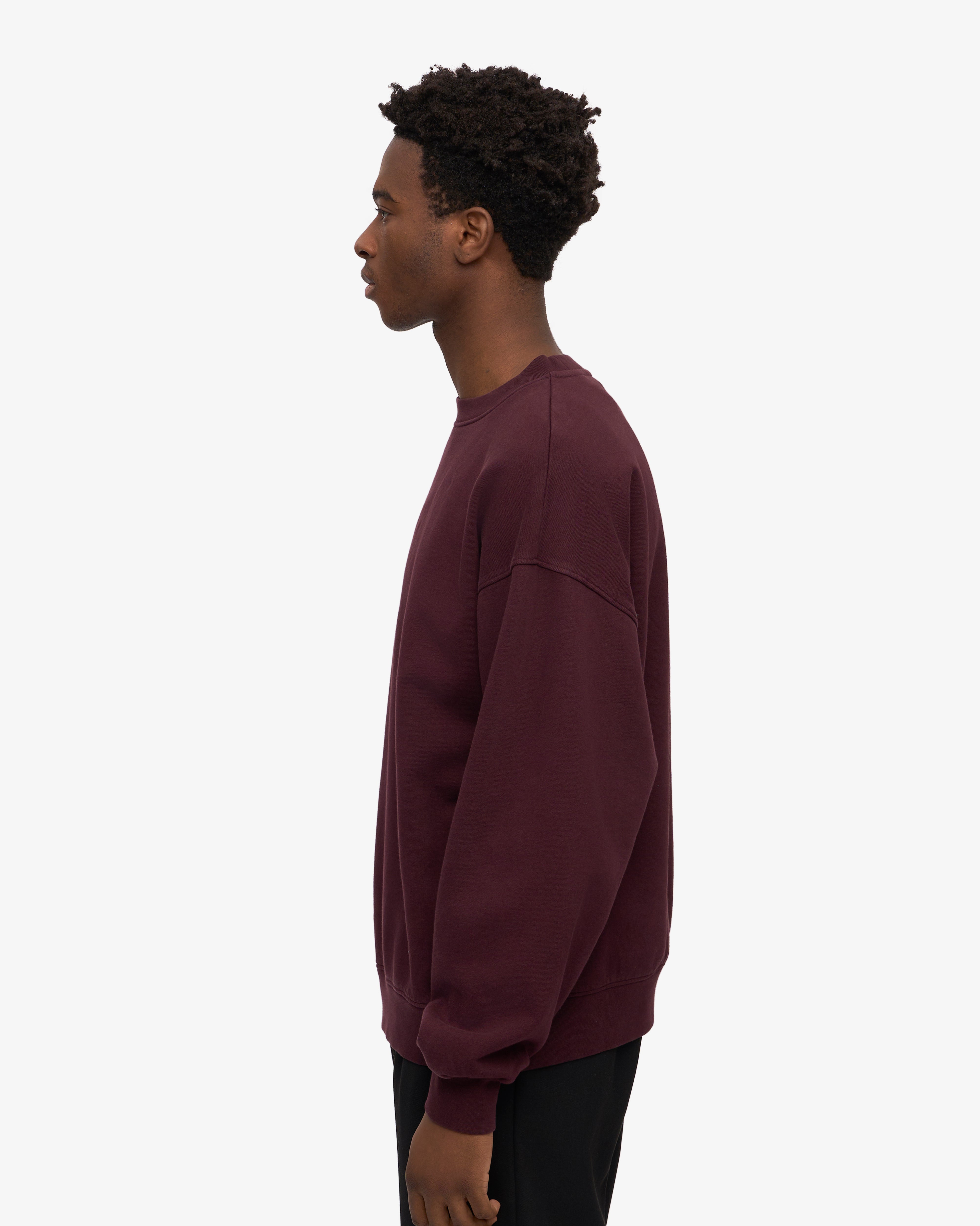 Organic Oversized Crewneck Sweatshirt in Oxblood Red - Cozy & Stylish for Casual Wear, Loungewear, and Fall Fashion