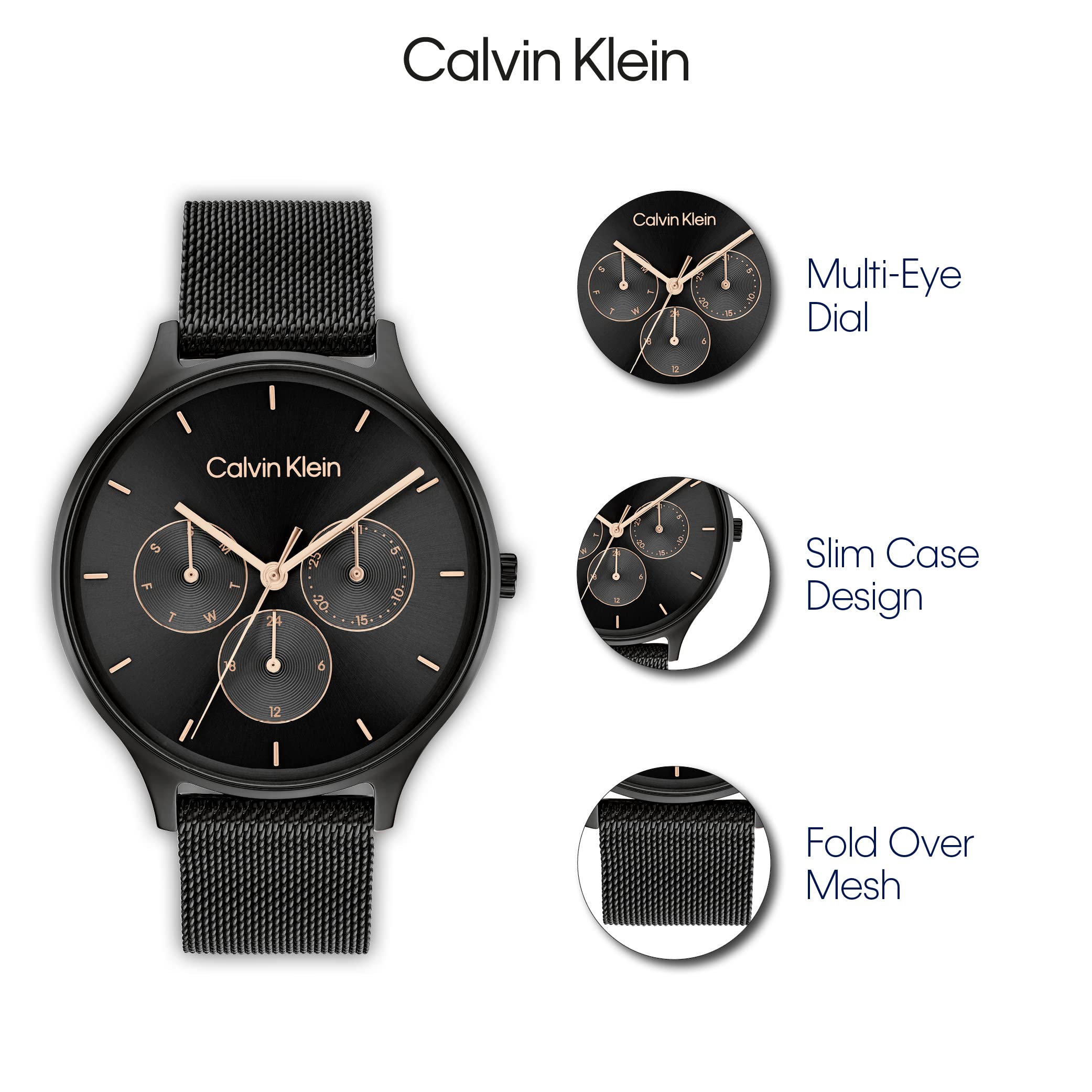 Calvin Klein Timeless Women's Quartz Multifunction Watch with Stainless Steel Band - Elegant Dress Watch for Women, Perfect Gift for Her, Birthday, Anniversary & Special Occasions