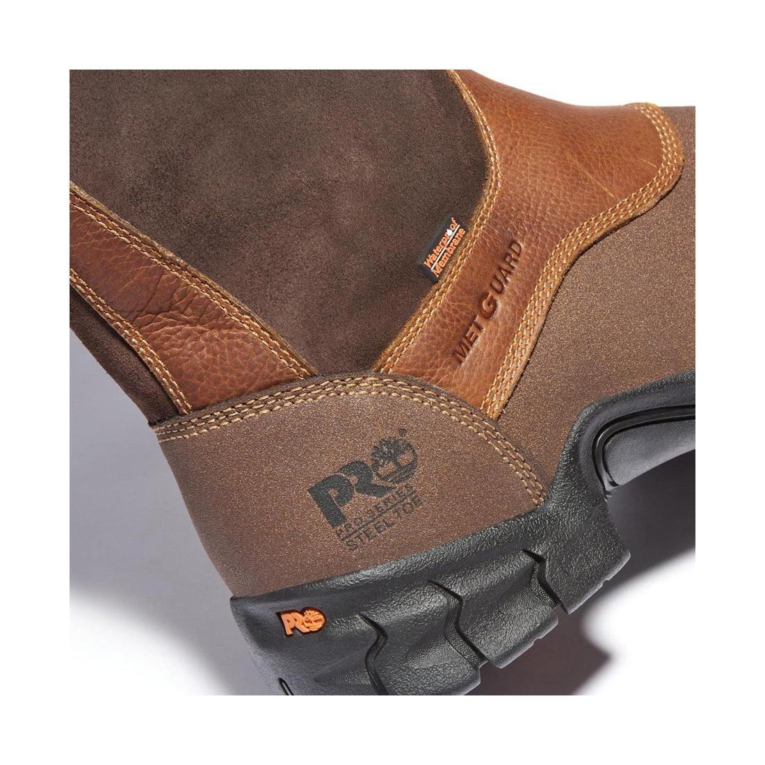 Excave Steel Toe Waterproof Pull-On Work Boots for Men - ANSI Safety Toe & Metatarsal Guard - Slip Resistant Brown Work Shoes for Construction, Warehouse & Industrial Use