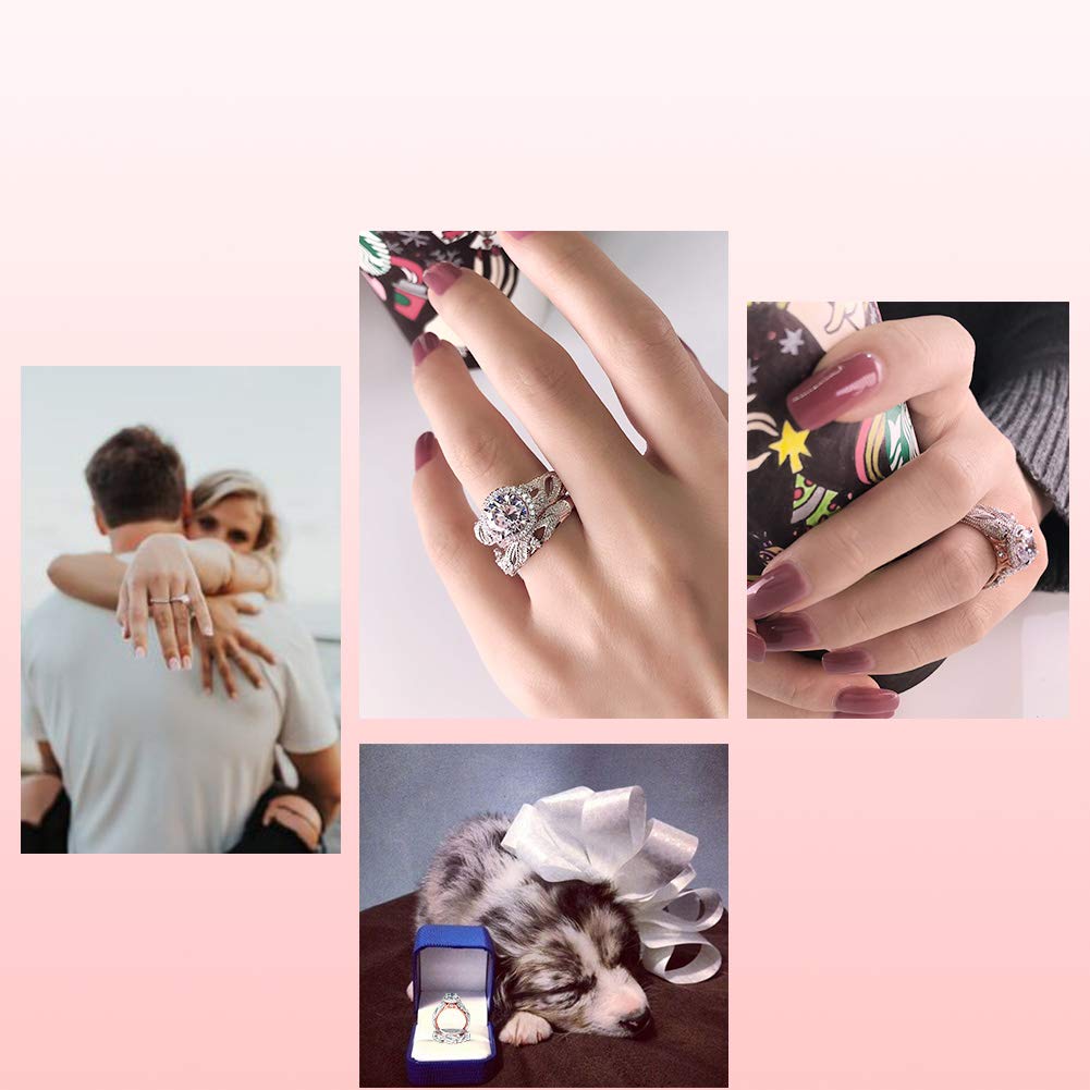 Jeulia 4 Carat Openwork Wedding Ring Set for Women - 925 Sterling Silver & Rose Gold Round Cut Halo Engagement Ring with White Diamond & CZ Band - Anniversary Promise Rings for Brides, Fiancées, Wives (Perfect for Proposals, Weddings, Anniversaries & Special Occasions)