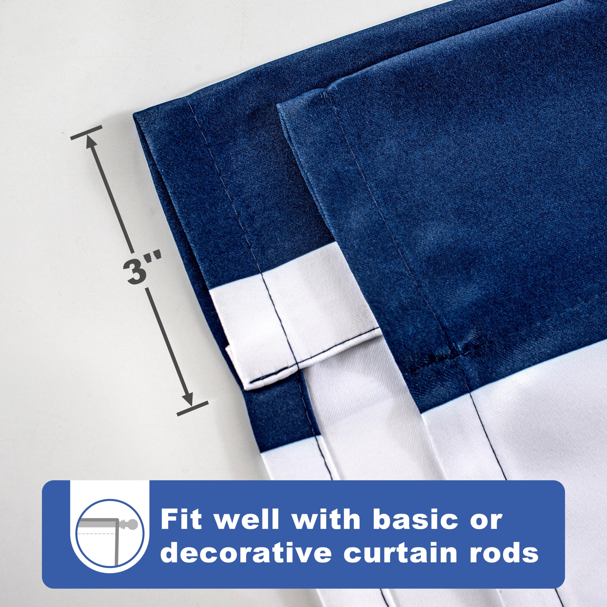 DriftAway Navy Stripe Pattern Room Darkening Tie Up Curtains - 45