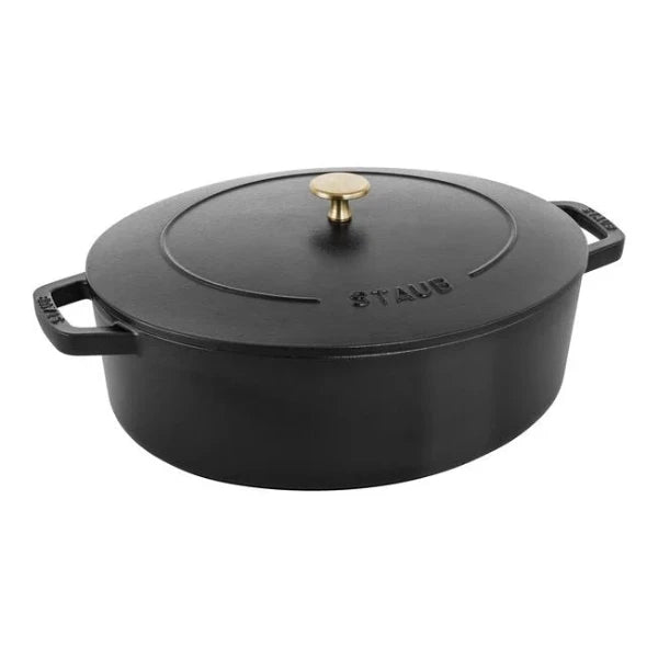 Staub 6.25 Quart Wide Oval Dutch Oven - Enameled Cast Iron Cookware for Braising, Roasting & Baking - Perfect for Soups, Stews & Bread Making