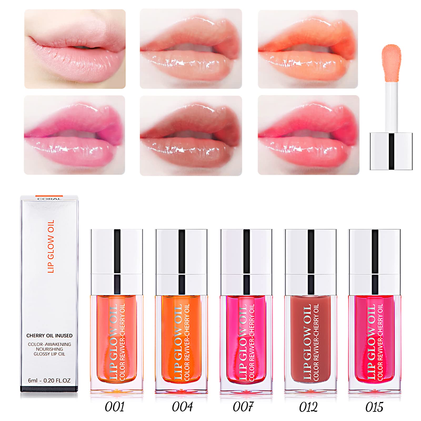 Prreal 2Pcs Hydrating Tinted Lip Oil - Plumping Lip Gloss with Vitamin E for Dry Lips, Non-Sticky Nourishing Lip Care, Glassy Shine Lip Balm & Tint (Color C) | Perfect for Daily Moisture, Night Care & Makeup Looks