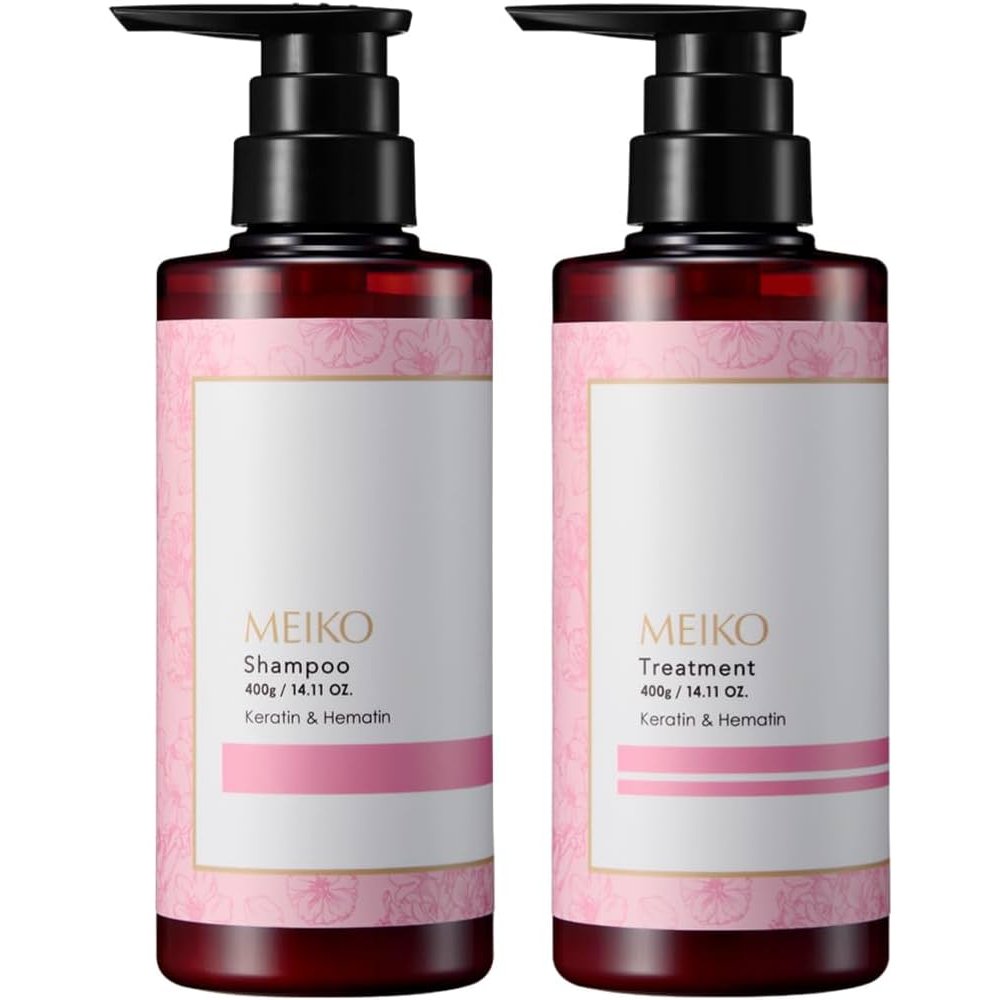 Meiko Cherry Blossom Shampoo & Conditioner Set for Damaged Hair Repair - Hydrating & Nourishing Hair Care Duo for Dry, Frizzy Hair - Perfect for Daily Use & Salon-Quality Results at Home