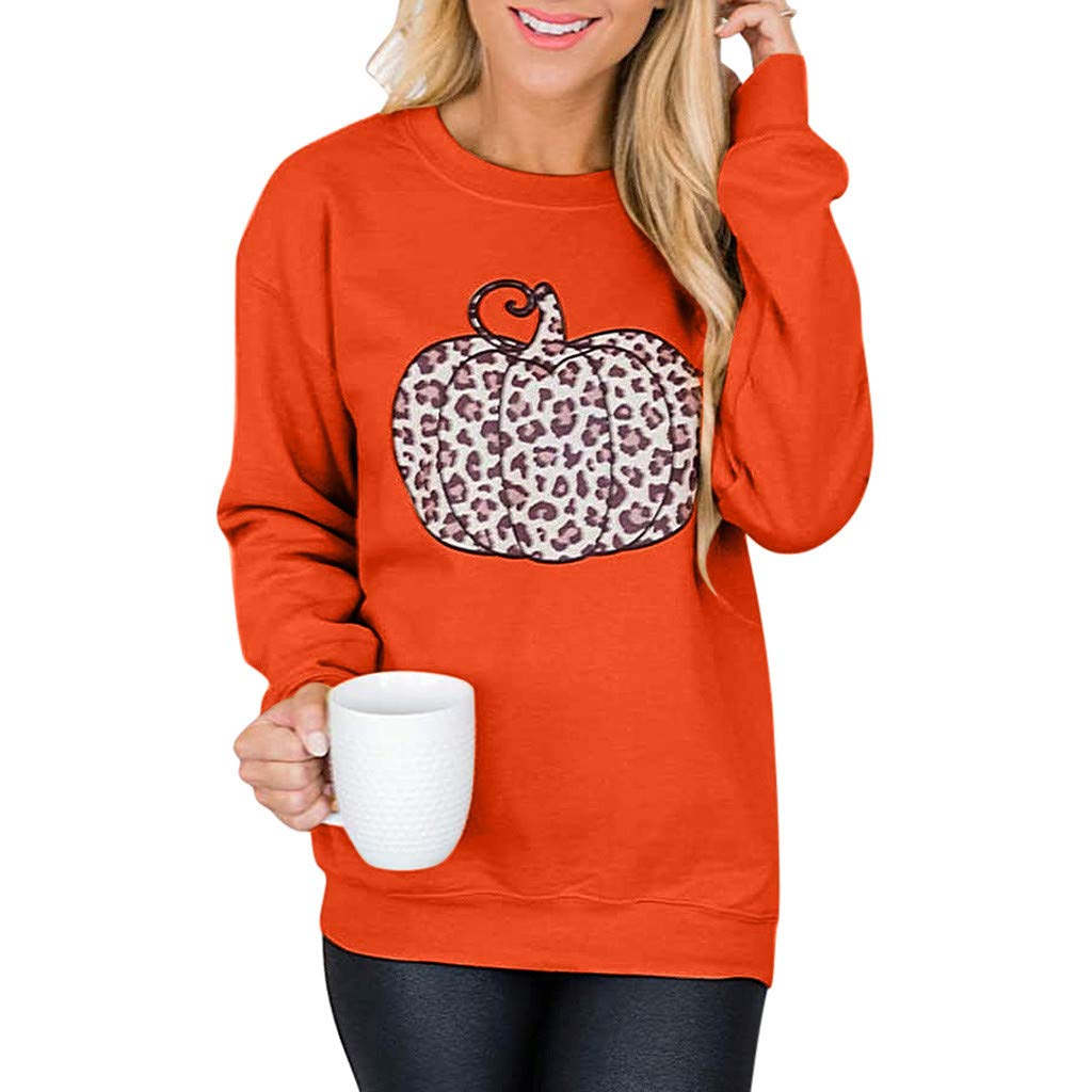 Women's Tie Dye Printed Pullover Sweatshirt - Long Sleeve Round Neck Loose Casual Top in Orange, Perfect for Fall Layering and Cozy Outings