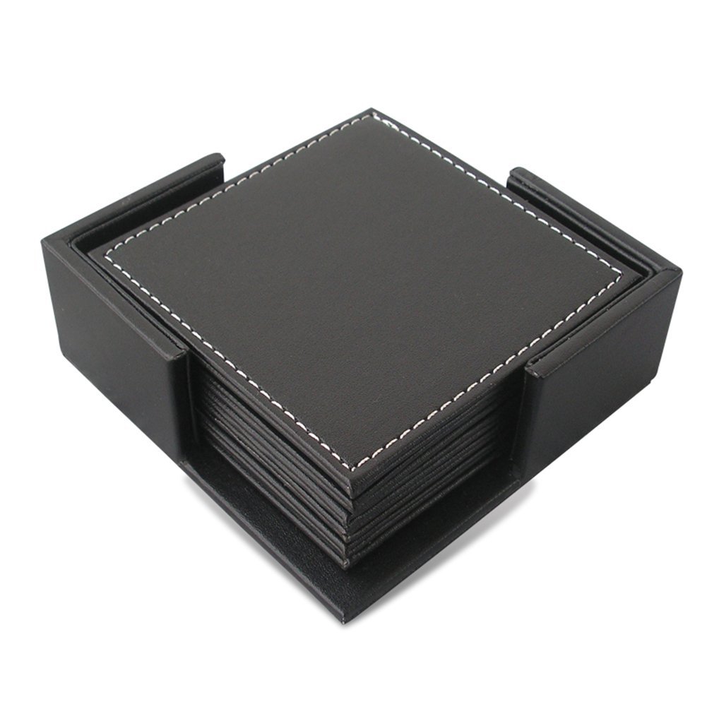 KINGFOM 9-Piece Desk Organizer Set - File Holder, Drawer Organizer, Tissue Box Cover, Storage Box, Mouse Pad, Desk Mat, Note Holder, Crystal Stand & Coasters - Perfect for Home Office, Workstation & Study Organization