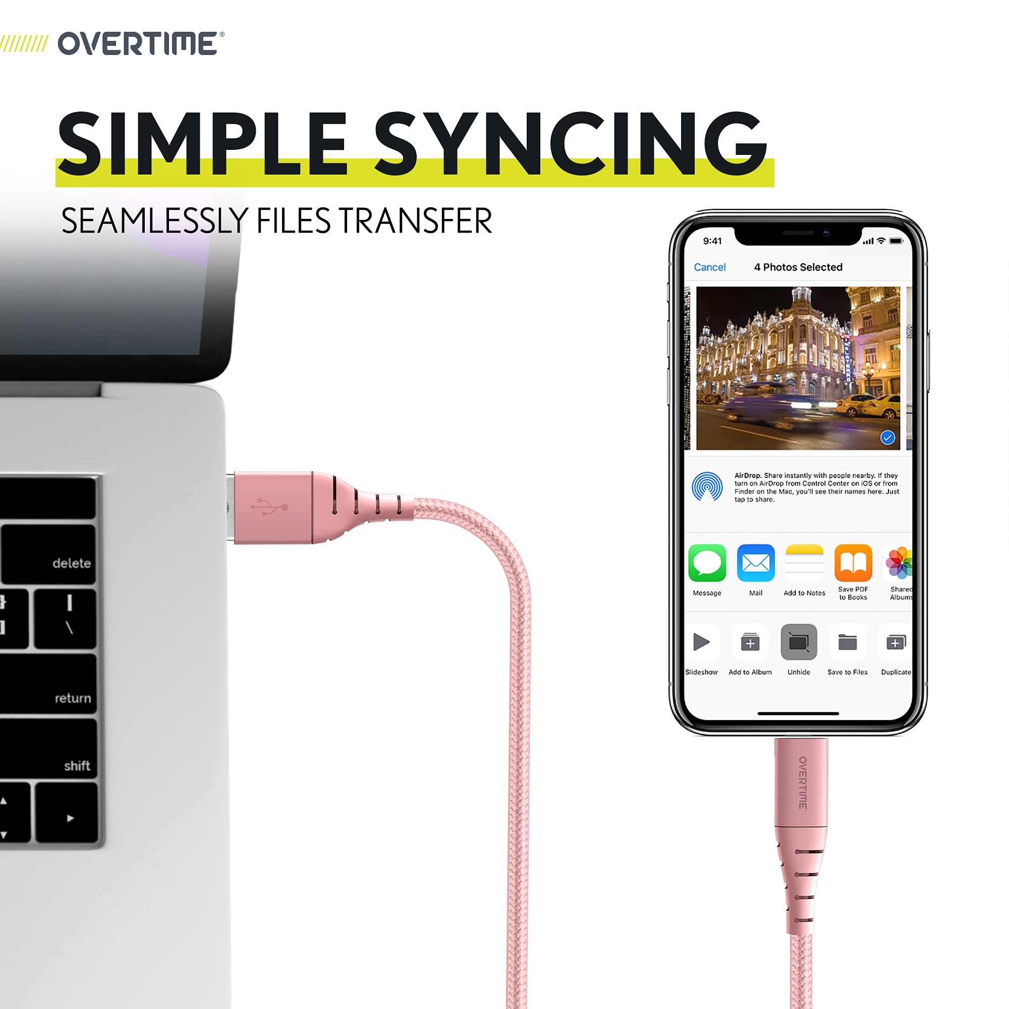 Premium MFI Certified iPhone Lightning Cable - 6ft Fast Charging USB A to Lightning Cord for iPhone 14/13/12/11/X/8/7, iPad & iPod | Durable & Portable | Rose Gold | Perfect for Home, Office & Travel Charging