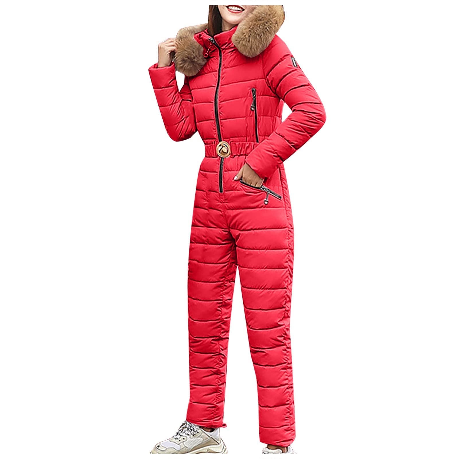 Women's Waterproof Windproof Ski Race Suit - One Piece Snowboard Jumpsuit with Hood for Winter Sports & Outdoor Activities | Perfect for Skiing, Snowboarding & Cold Weather Adventures