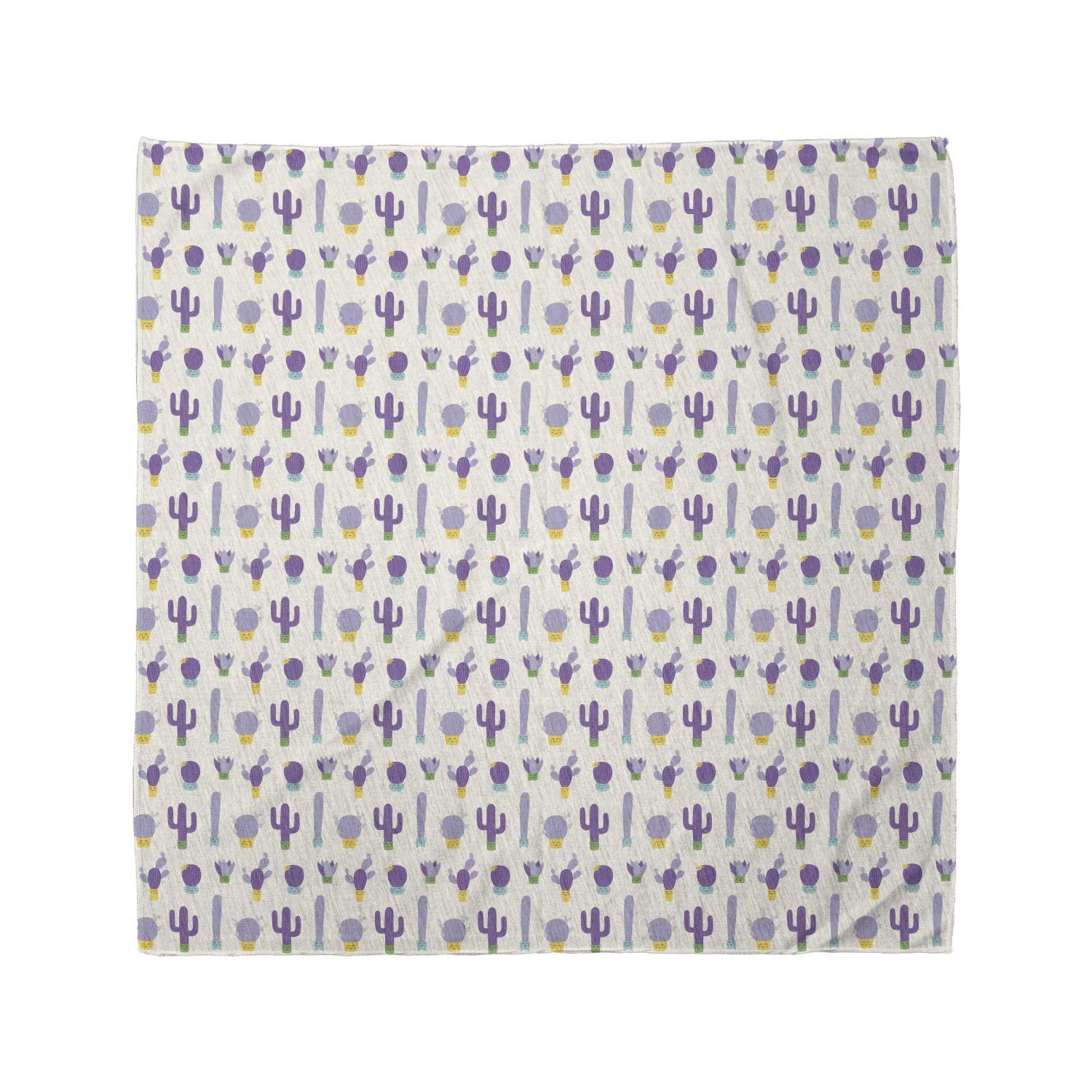 Ambesonne Cartoon Bandana - Purple Smiling Cactus Faces Unisex Head & Neck Scarf for Men Women - Perfect for Outdoor Activities, Music Festivals & Casual Wear