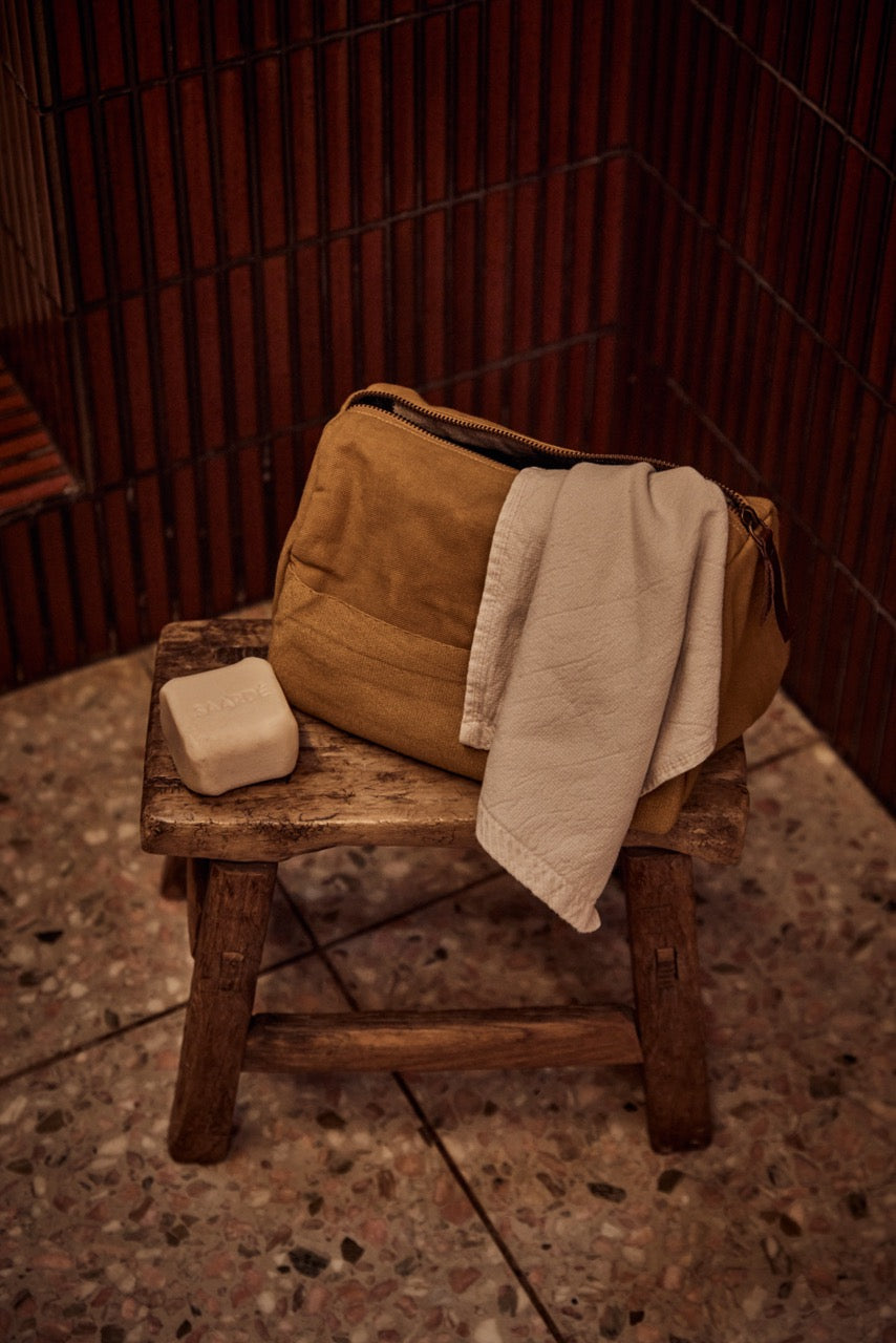 Journey Toiletry Canvas Bag - Waterproof Travel Cosmetic Organizer (Mustard Yellow) | Perfect for Camping, Gym & Weekend Getaways