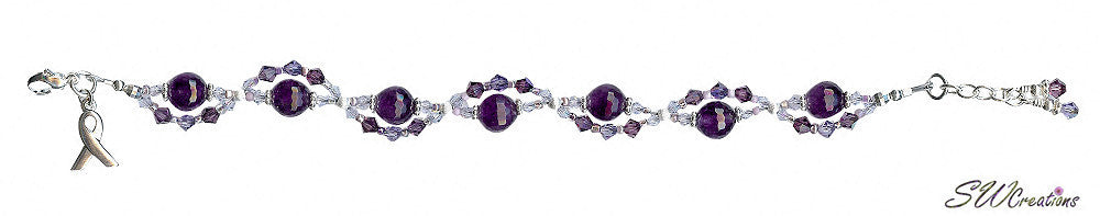 Domestic Abuse Awareness Bracelet - Crystal Twist Beaded Bracelet for Women & Men - Support Survivors - Wear for Charity Events, Fundraisers & Daily Inspiration