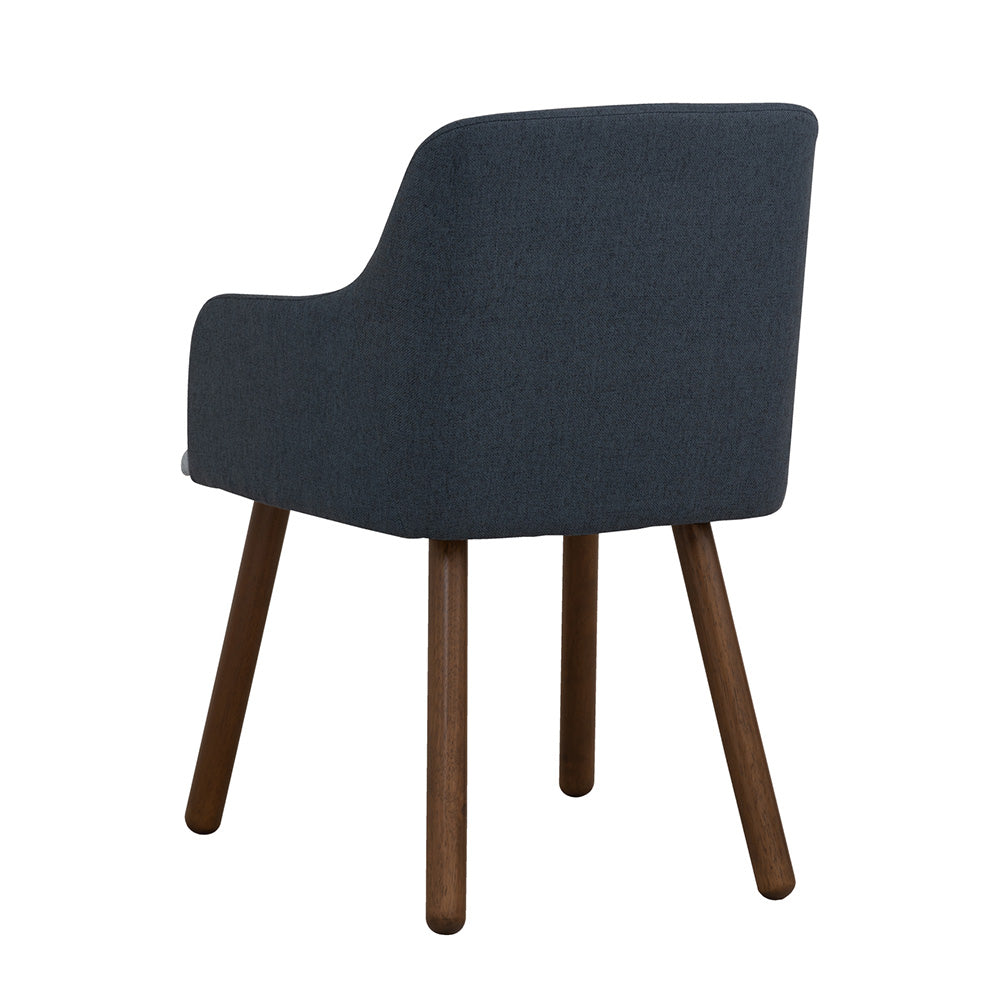 JOLLIN Modern Arm Chair - Walnut Wood Frame with Blue Upholstery - Comfortable Lounge Chair for Living Room, Bedroom, or Office