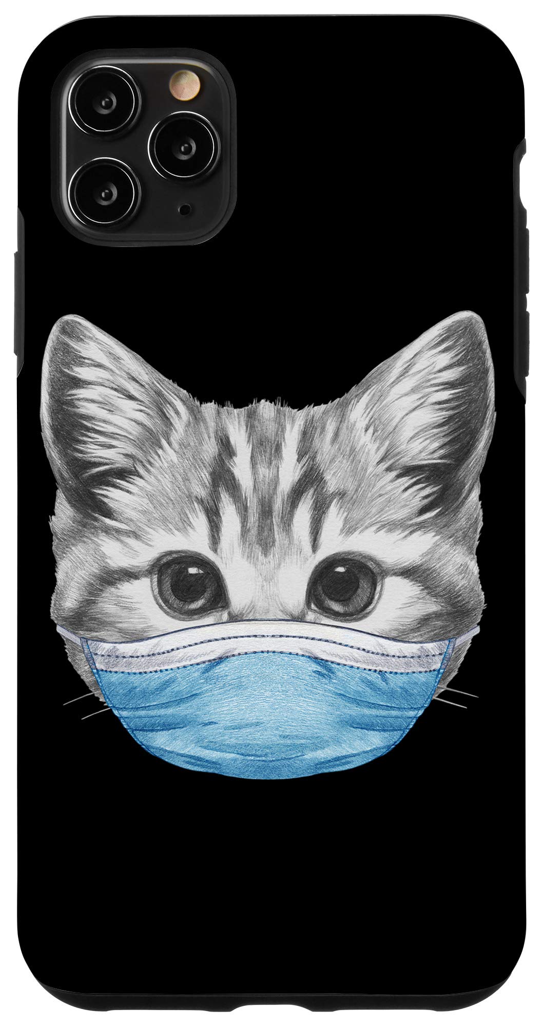 iPhone 11 Pro Max Case - Funny Cat Face Mask Design with Meowsk Print | Protective Quarantine Kitty Phone Cover for Women & Men | Perfect for Halloween, Cosplay & Daily Use