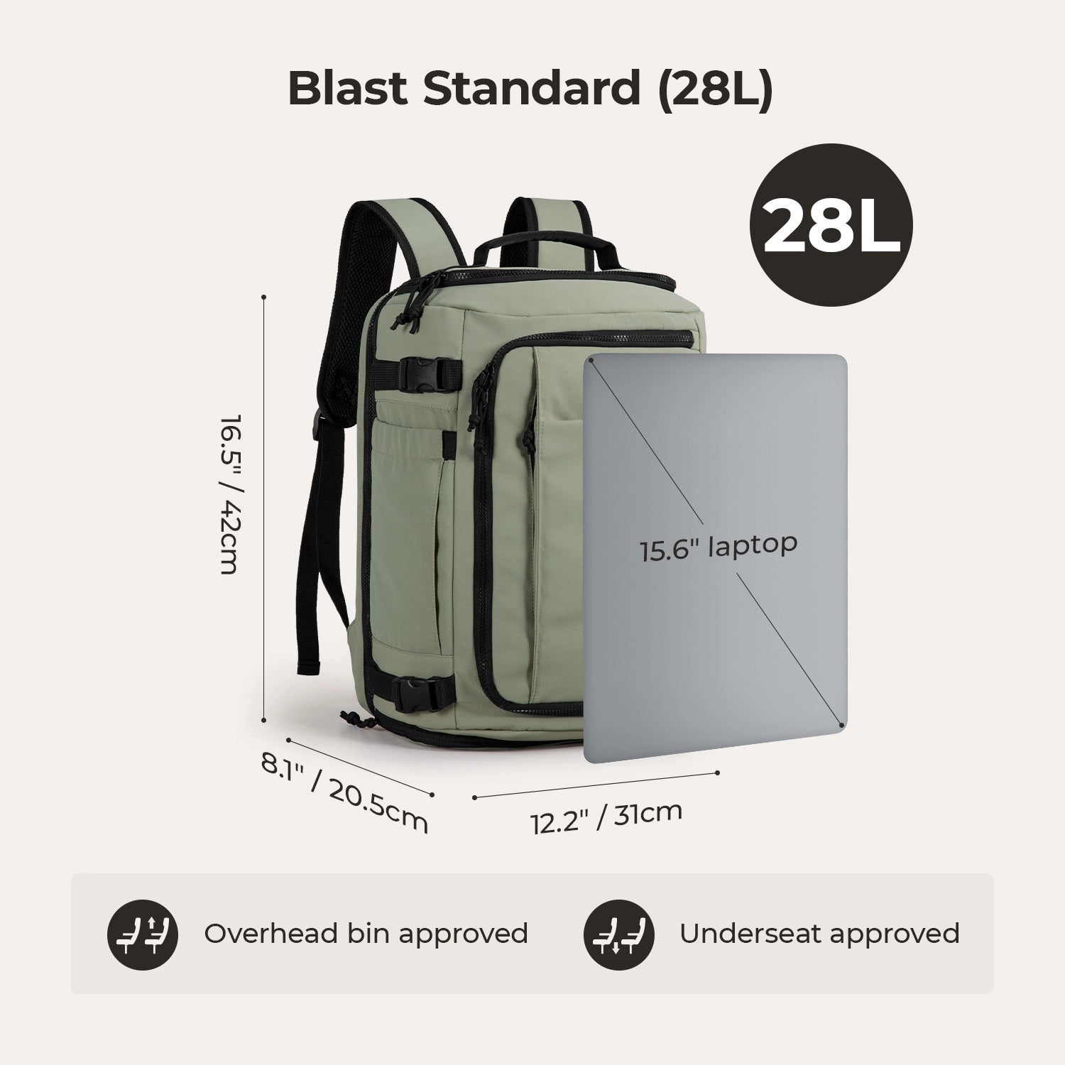 Blast Travel Backpack - Lightweight Waterproof Carry-On Backpack for Men & Women - Perfect for Airplane, Hiking, Camping & Daily Commute