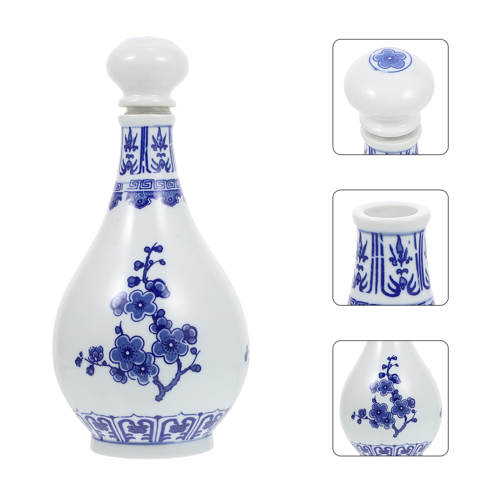 Premium Ceramic Sake Carafe - Hot & Cold Serving Bottle for Japanese Plum Wine, Beer, Juice & Milk | Elegant Plum Blossom Design | Perfect for Home Entertaining, Sake Tasting & Brewing