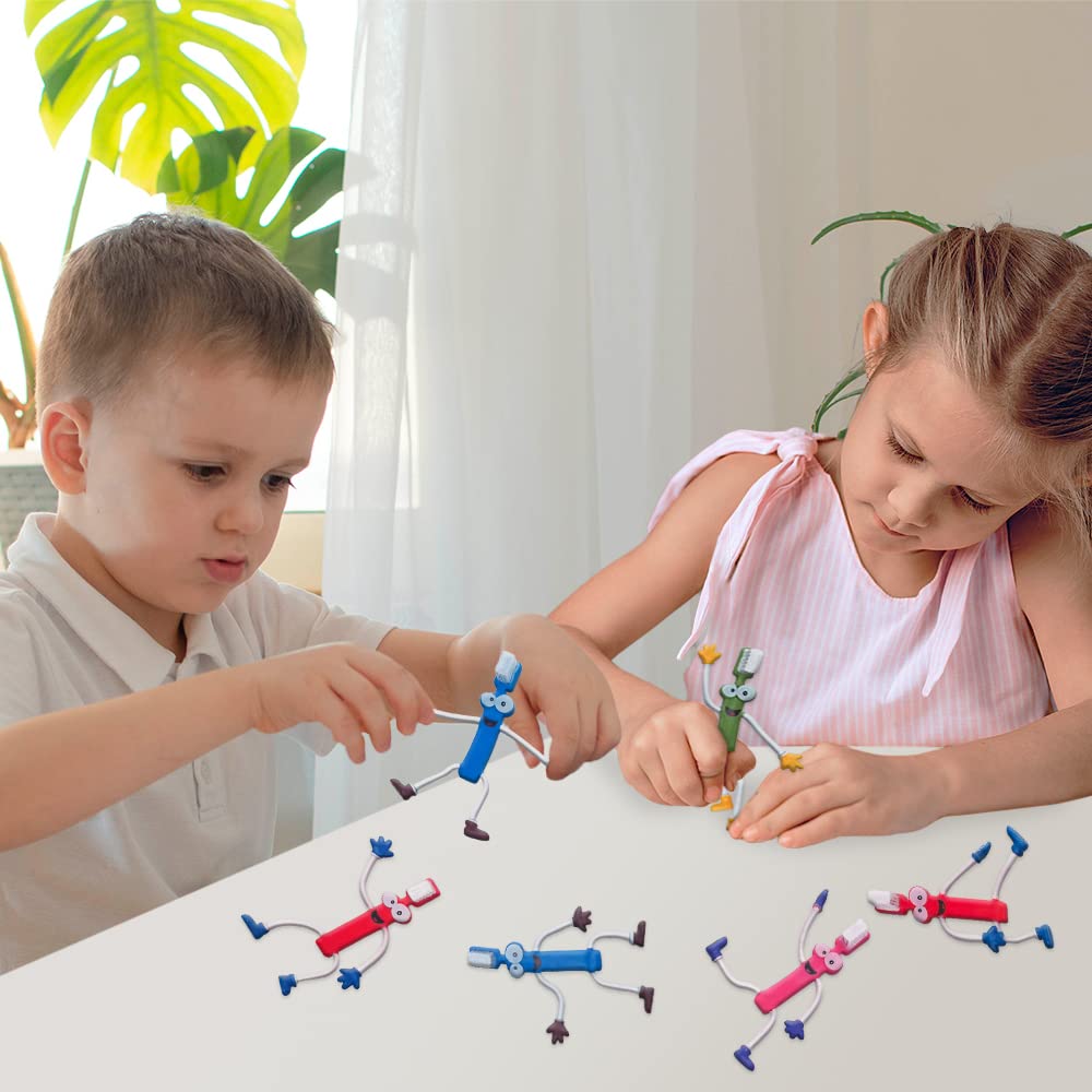 ArtCreativity 12-Pack Bendable Toothbrush Figures - Flexible Fun Toys for Kids & Adults, Stress Relief Fidget Toys, Party Favors, Dentist Office Giveaways, Pinata Fillers - Perfect for Birthday Parties, Classroom Rewards & Anxiety Relief