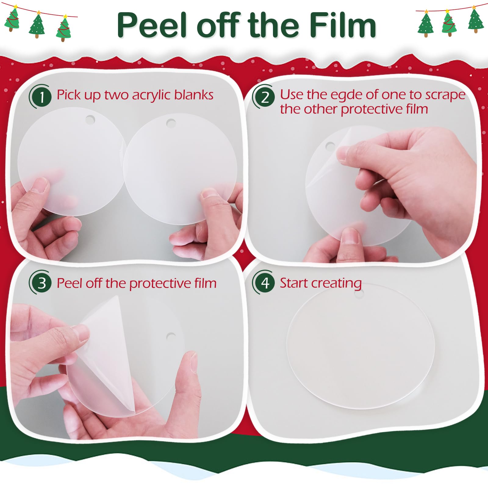 30 Pack 2.5 Inch Clear Acrylic Keychain Blanks for Vinyl - Round DIY Craft Ornament Discs with Hole - Perfect for Custom Keychains, Christmas Decorations & Handmade Gifts (Ideal for Cricut, Silhouette & Craft Projects)