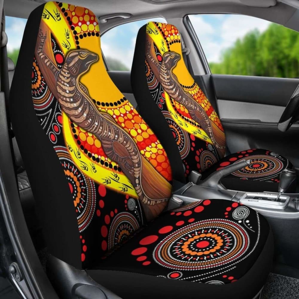 Premium Australian Aboriginal Dot Painting Car Seat Covers - Sun & Lizard Design | Universal Fit for Cars, SUVs & Trucks | Durable & Stylish Protection for Daily Commute, Road Trips & Outdoor Adventures