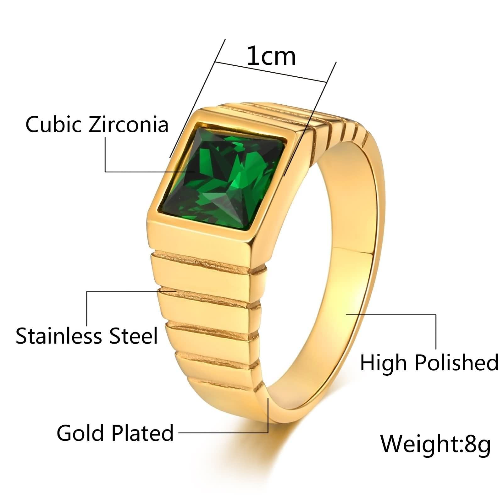 Stainless Steel Knuckle Rings for Men - Square Marquise-Shape with Yellow Cubic Zirconia | Fashion Jewelry for Parties, Gifts & Everyday Wear