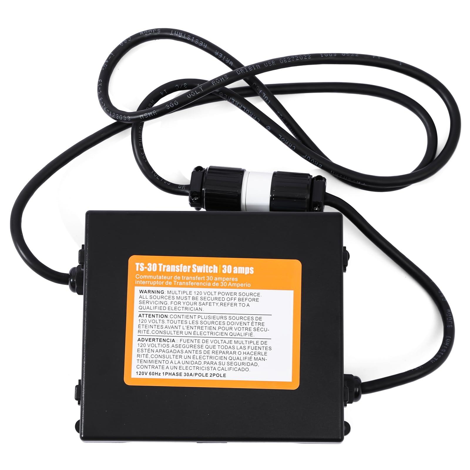 30 Amp Automatic Transfer Switch for RV & Speedboats - 120VAC Prewired Quick Connect Power Switch (Black) - Perfect for Camping, Boating & Emergency Power Backup