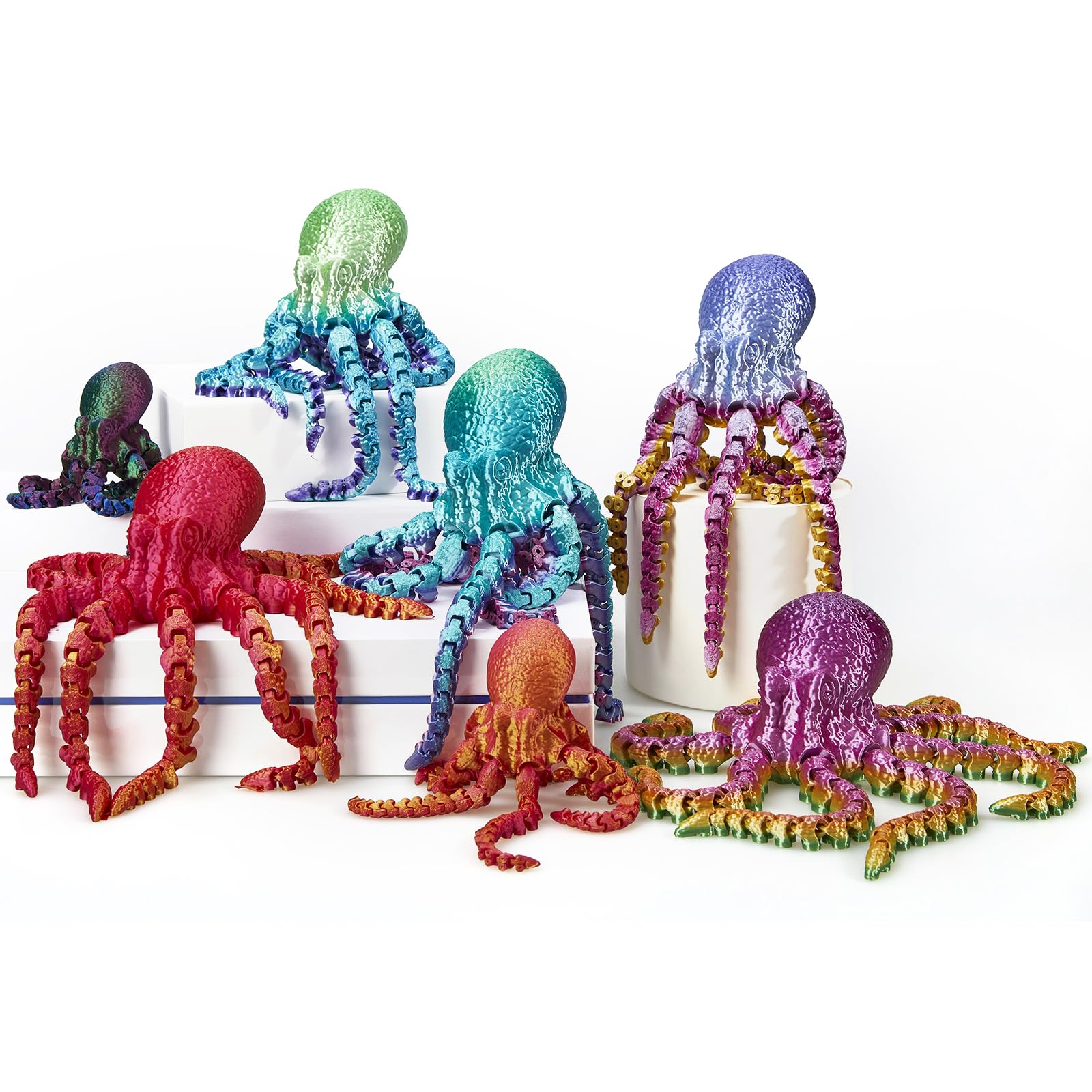 3D Octopus Shaped Plastic Toys for Kids & Adults - Large Rainbow Sea Animal Party Favors, Home Decor & Playtime Fun (TP-001) | Perfect for Birthday Parties, Ocean-Themed Decorations & Sensory Play