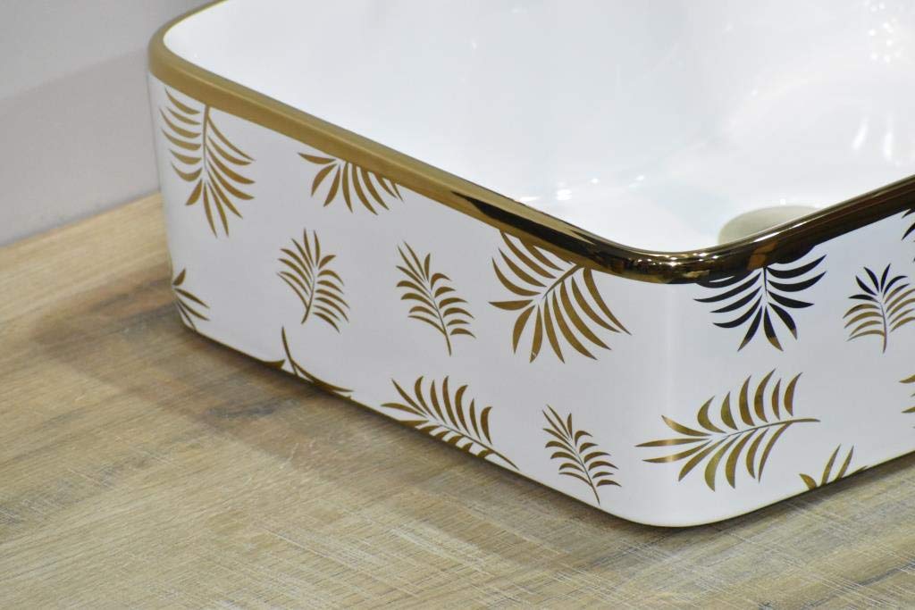Premium Designer Ceramic Vessel Sink - Modern Rectangle Bathroom Wash Basin 18.9