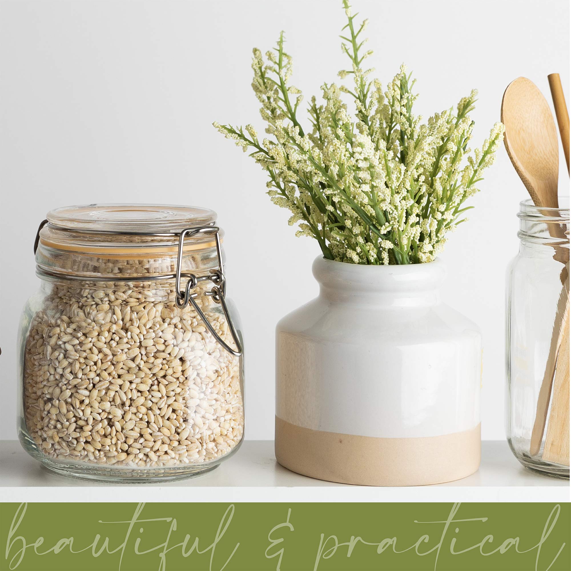 Galashield 24 oz Glass Jars with Airtight Lids - Leak Proof Food Storage Containers for Kitchen Pantry Organization | Perfect for Dry Goods, Spices, Coffee & Meal Prep