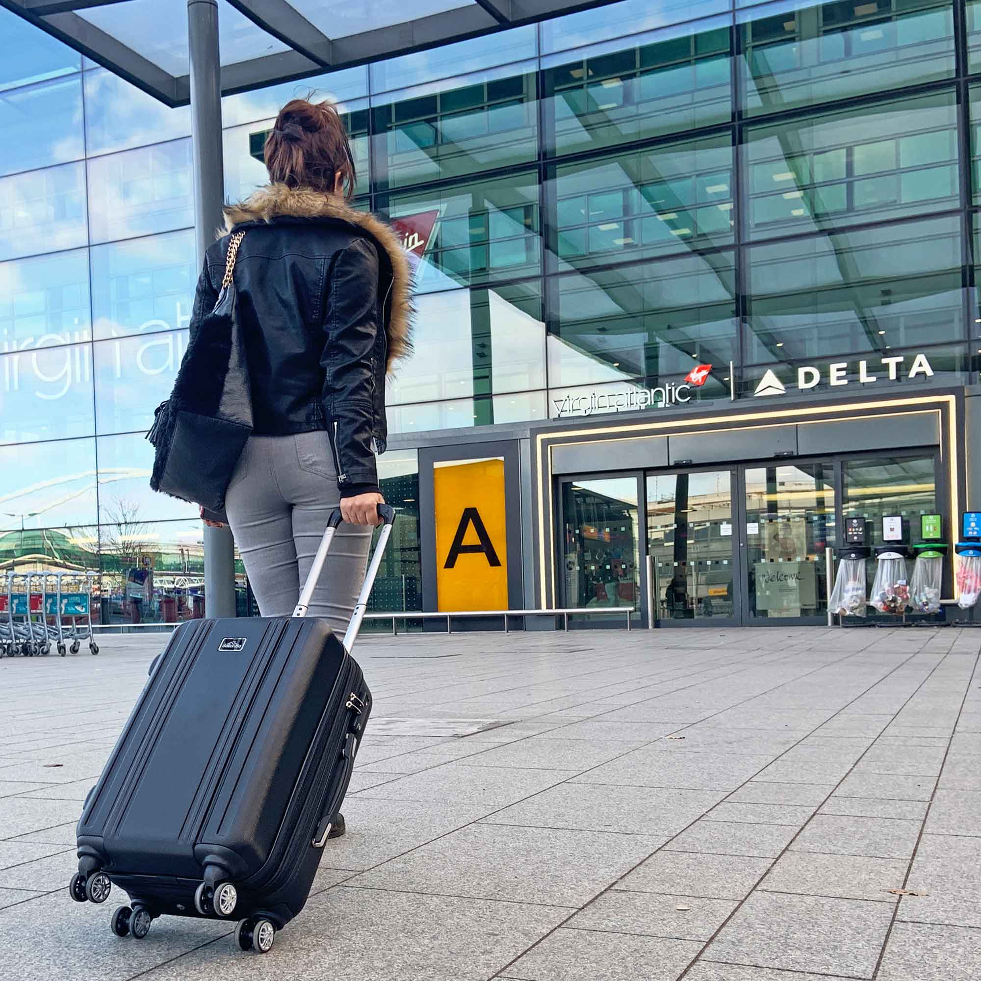 3 Piece Lightweight ABS Luggage Set with TSA Lock - Black DL11 Suitcase Trolley for Travel, Business Trips & Vacations