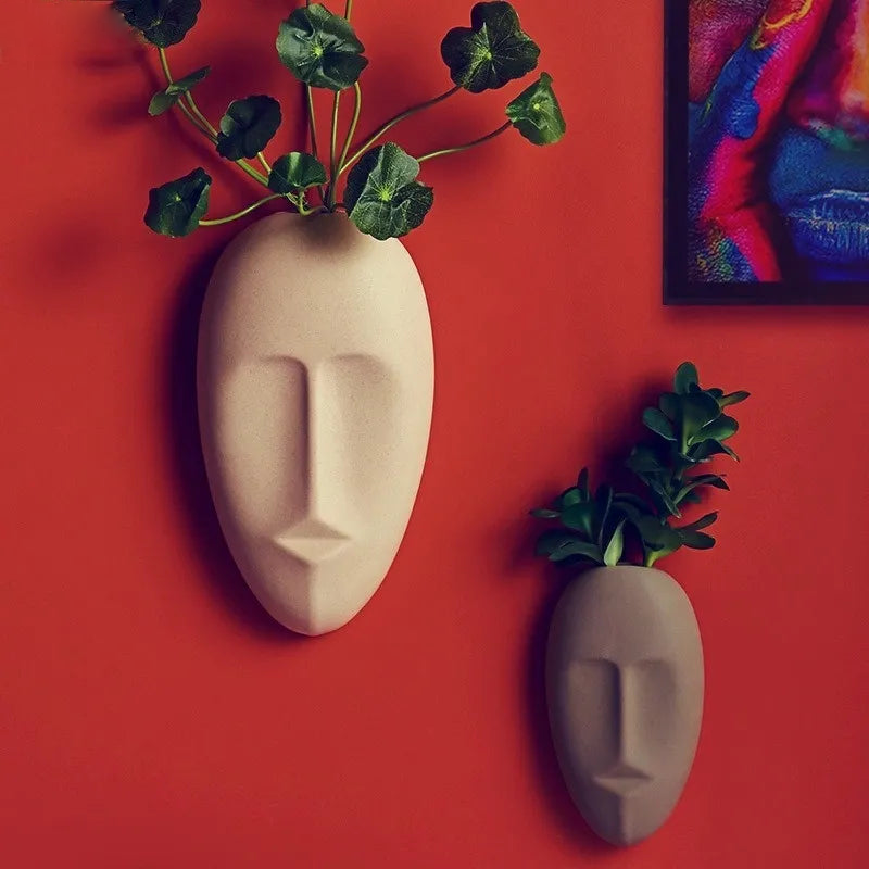 About a Face Ceramic Wall Accent & Vase - Handmade Home Decor for Living Room, Bedroom, or Office - Unique Gift Idea for Housewarming & Interior Design