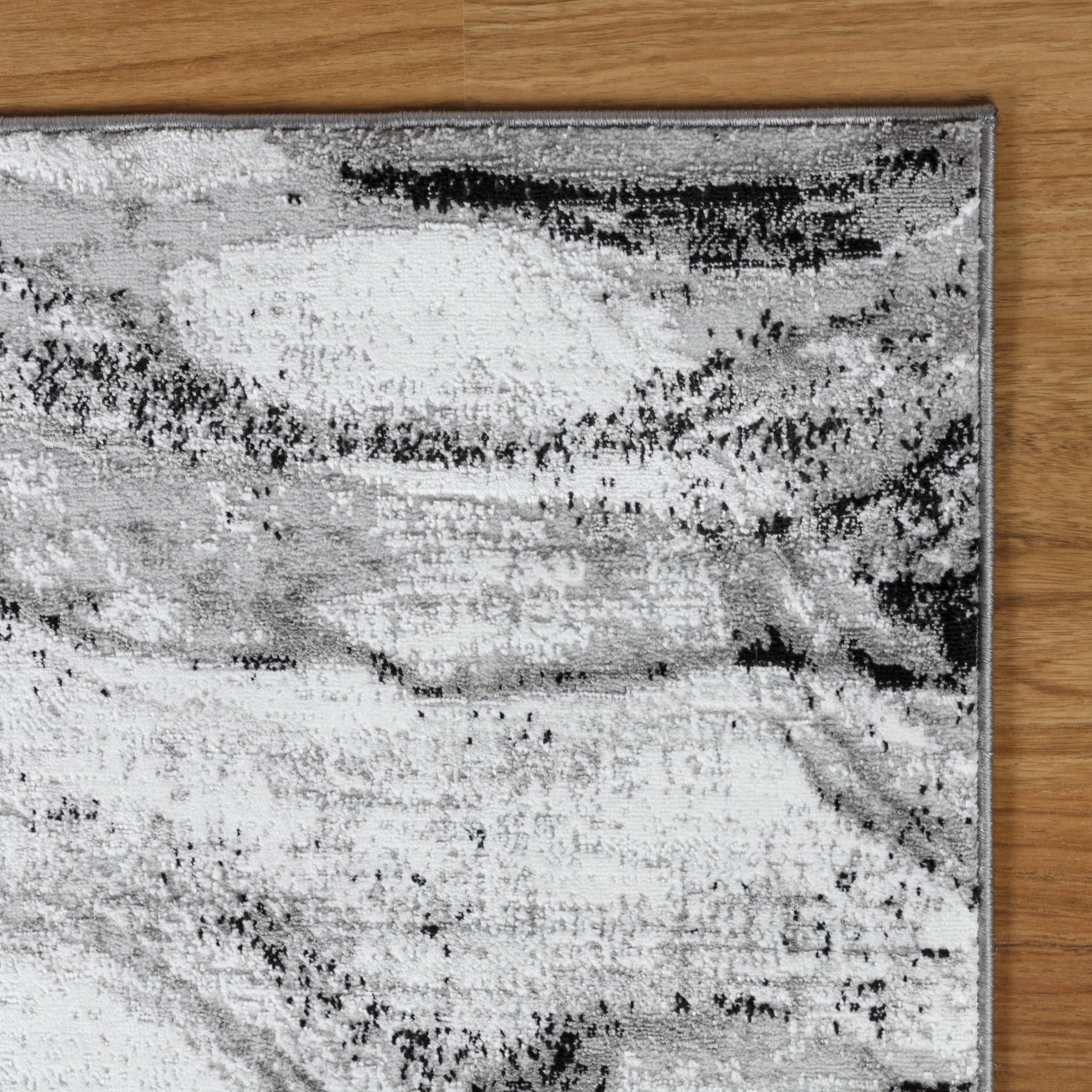 Modern Abstract Area Rug 5x7 Feet - Soft Faded Black Design for Living Room, Bedroom, Home & Office Decor - Non-Slip Comfortable Floor Mat for Cozy Spaces