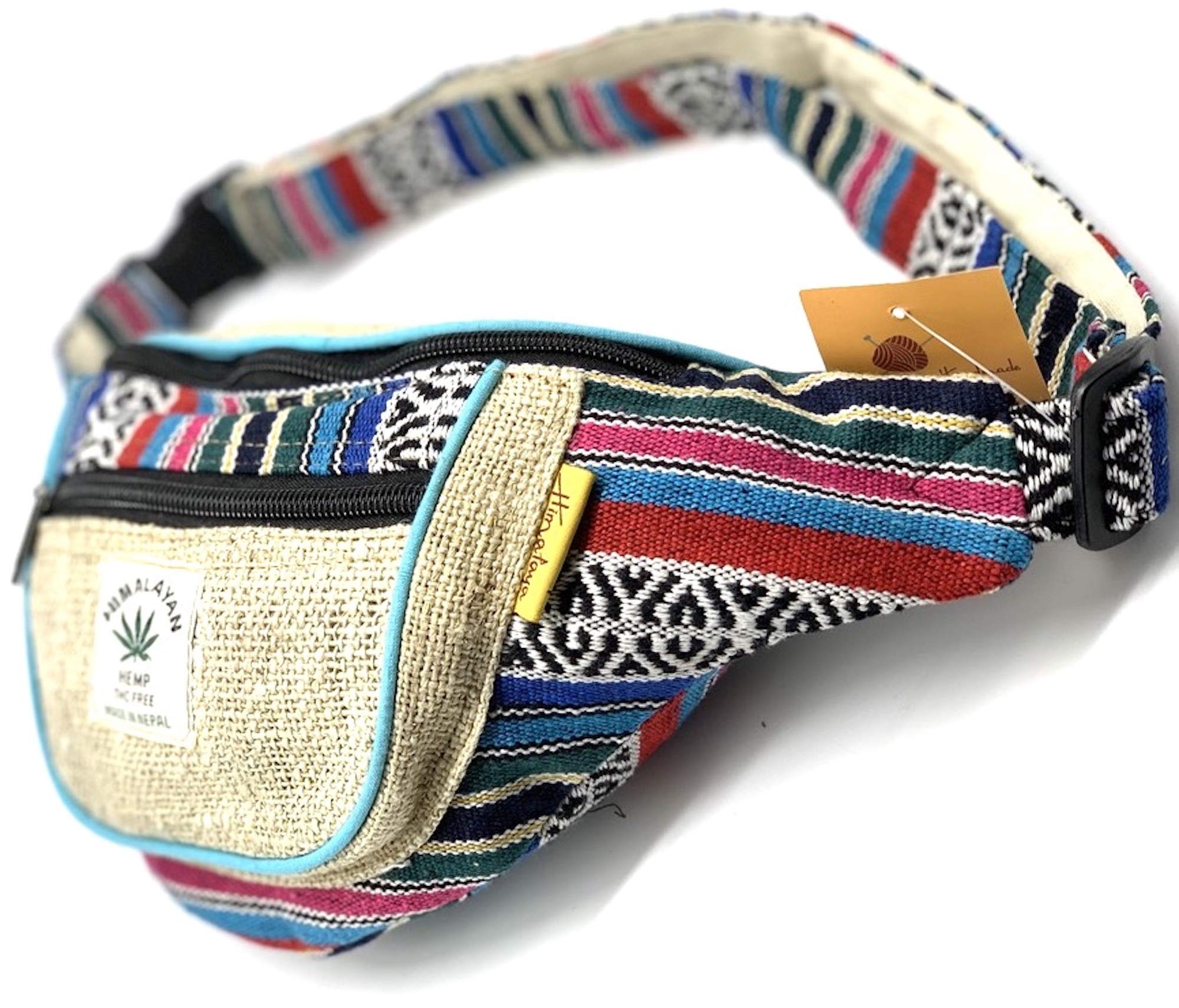 100% Himalayan Hemp Multi-Purpose Waist Pack Bag - Adjustable Strap Festival Belt Bag, Hip Bag, Bum Bag, Travel Bag, Holster Bag - Perfect for Music Festivals, Hiking, Travel & Everyday Use
