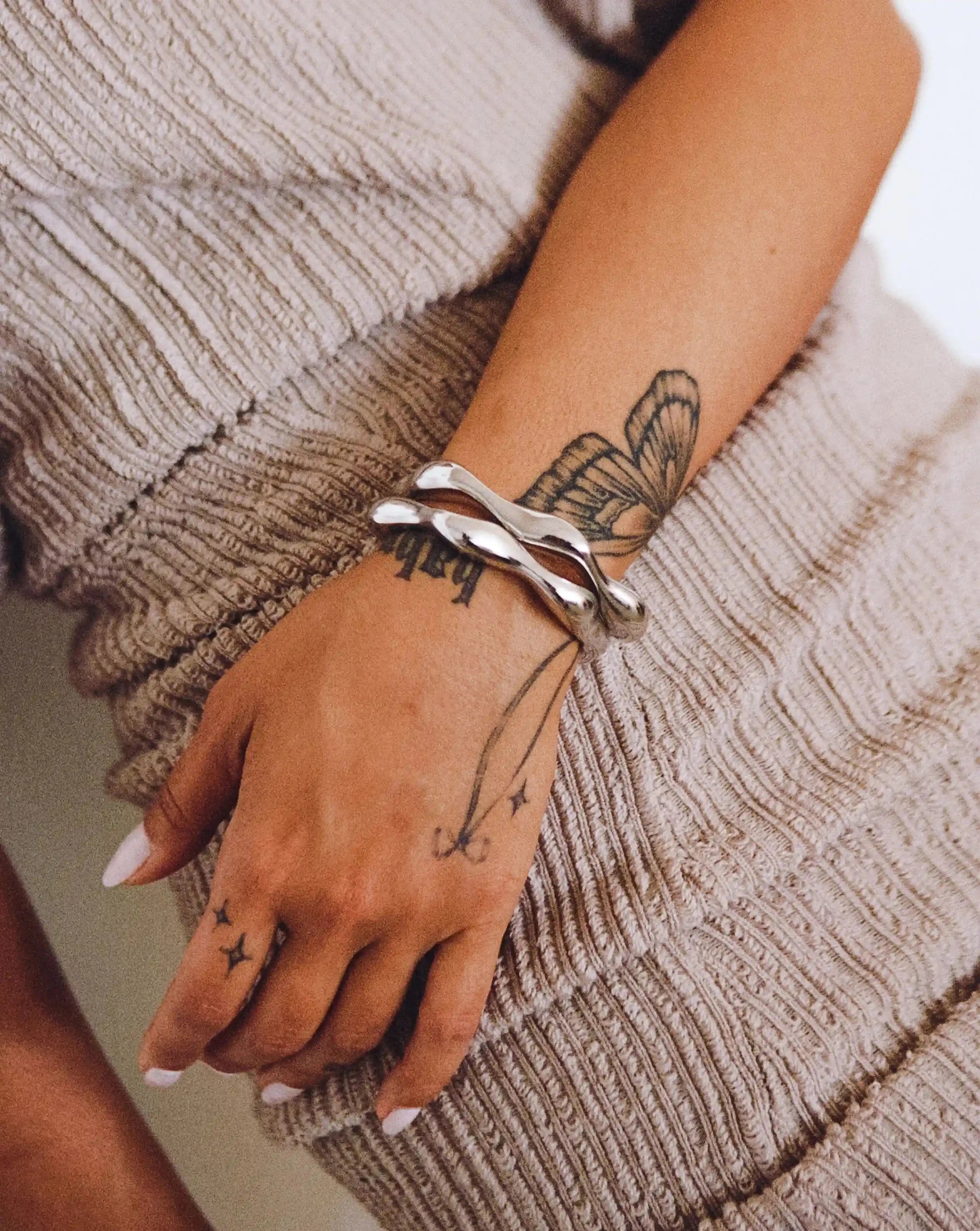 Eny Puffy Cuff Bracelet - Silver Plated Adjustable Bangle for Women | Elegant Jewelry Gift for Birthday, Anniversary & Special Occasions