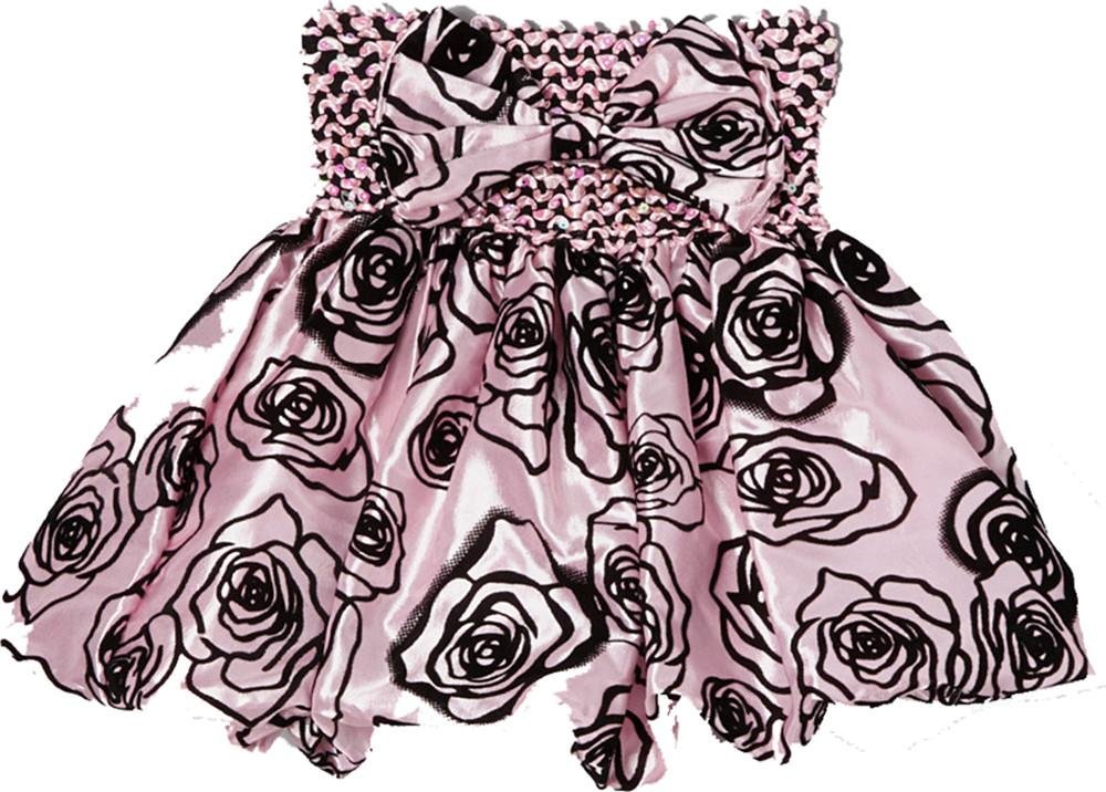 Pink & Black Velvet Rose Skirt for Girls | Elegant Floral Party Dress for Birthday, Christmas & Special Occasions